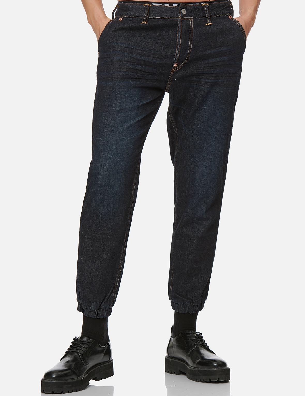 BROCADE SEAGULL APPLIQUÉ DENIM JOGGER PANTS - 4