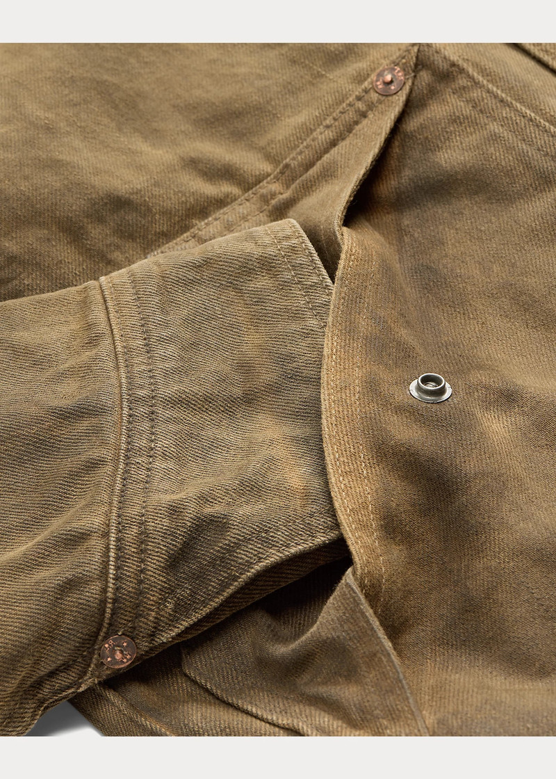 Fleece-Collar Brown Denim Jacket 4