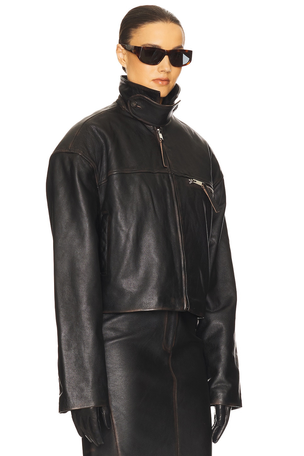 The Leather Oversized Moto Jacket - 2