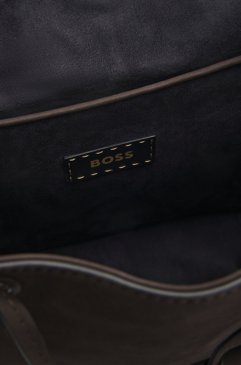 DRAWSTRING BACKPACK IN NUBUCK WITH BRANDED TRIMS 5