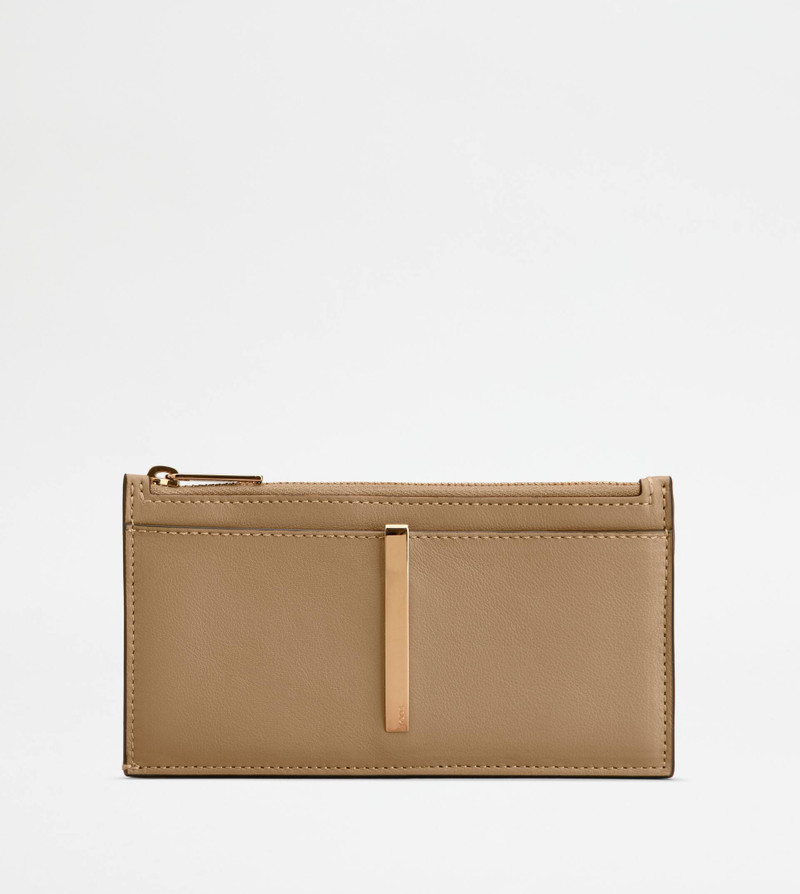 CARD HOLDER IN LEATHER - BEIGE 1