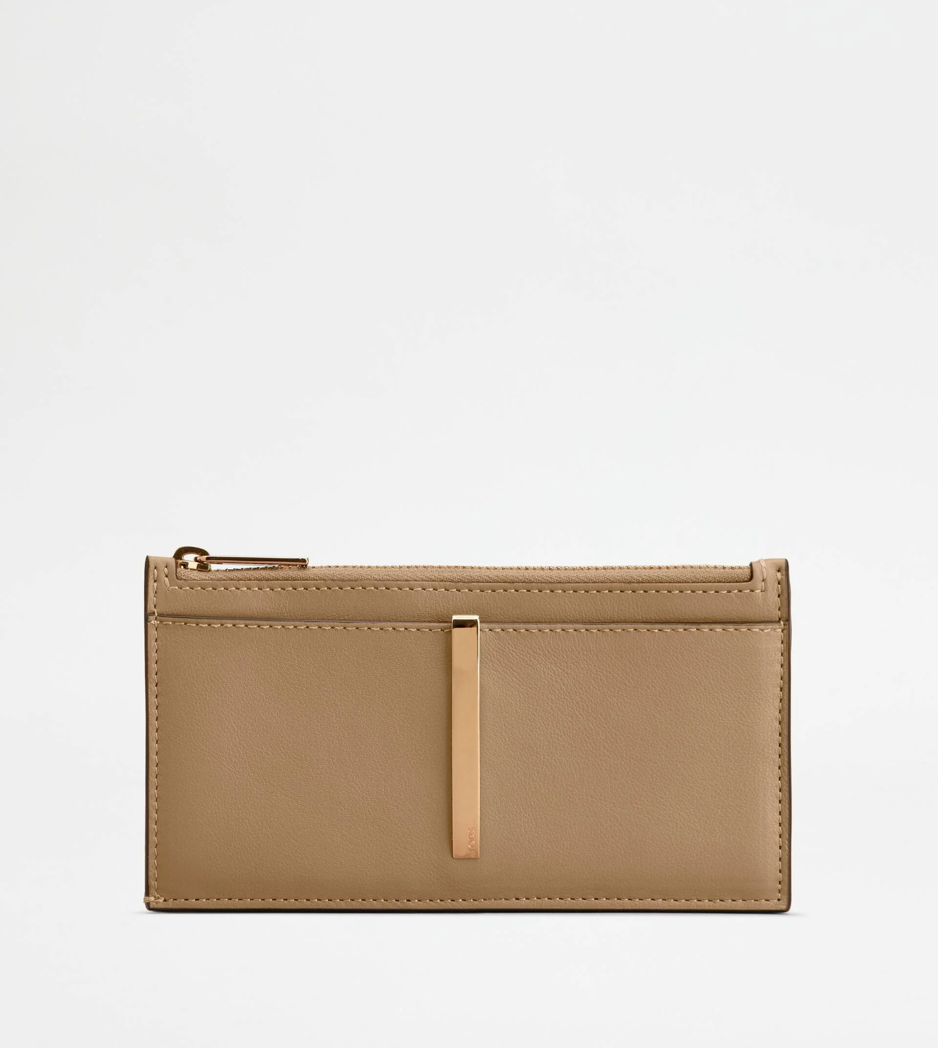 CARD HOLDER IN LEATHER - BEIGE - 1