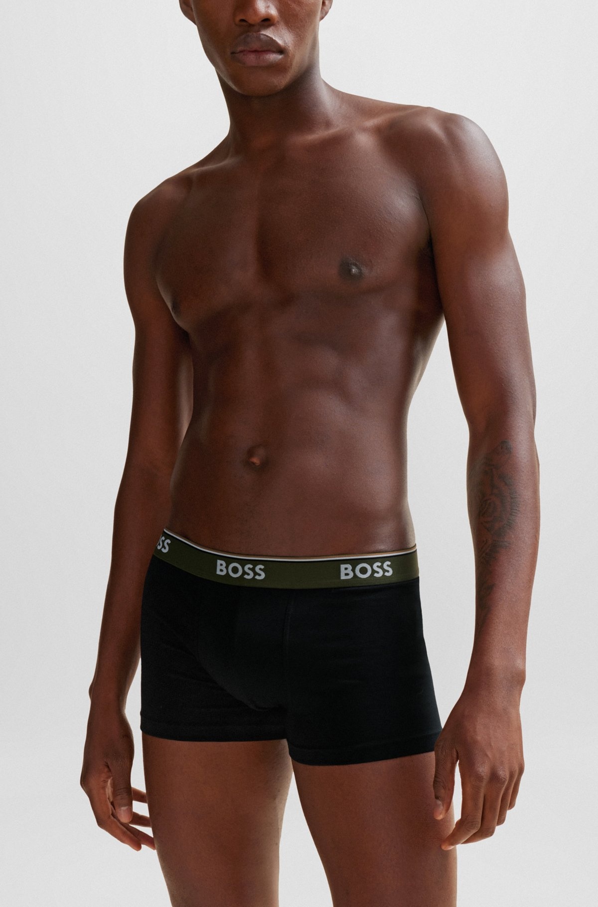 THREE-PACK OF STRETCH-COTTON TRUNKS WITH LOGO WAISTBANDS - 4
