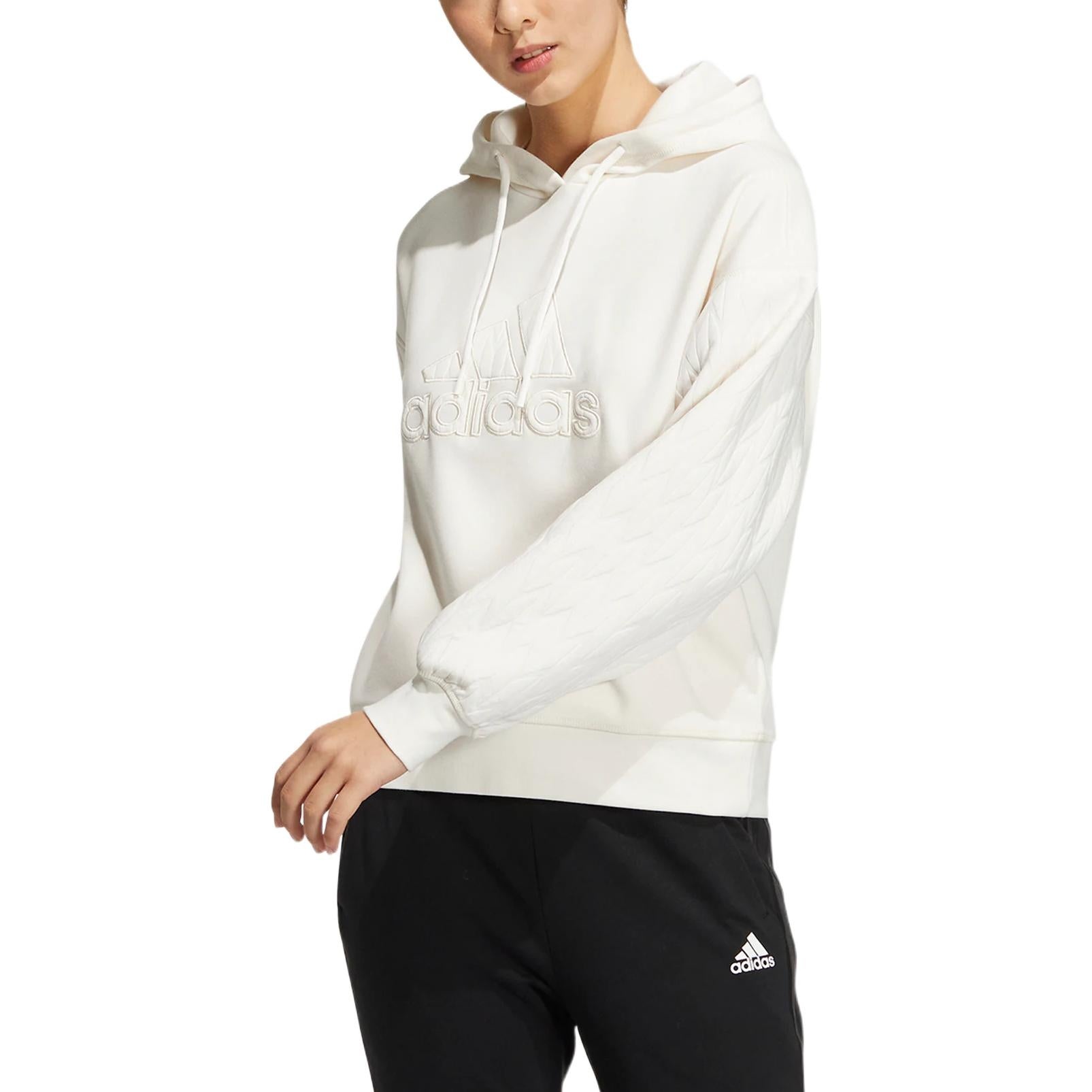 (WMNS) adidas Met Hoodie 'White' HM7104 - 2