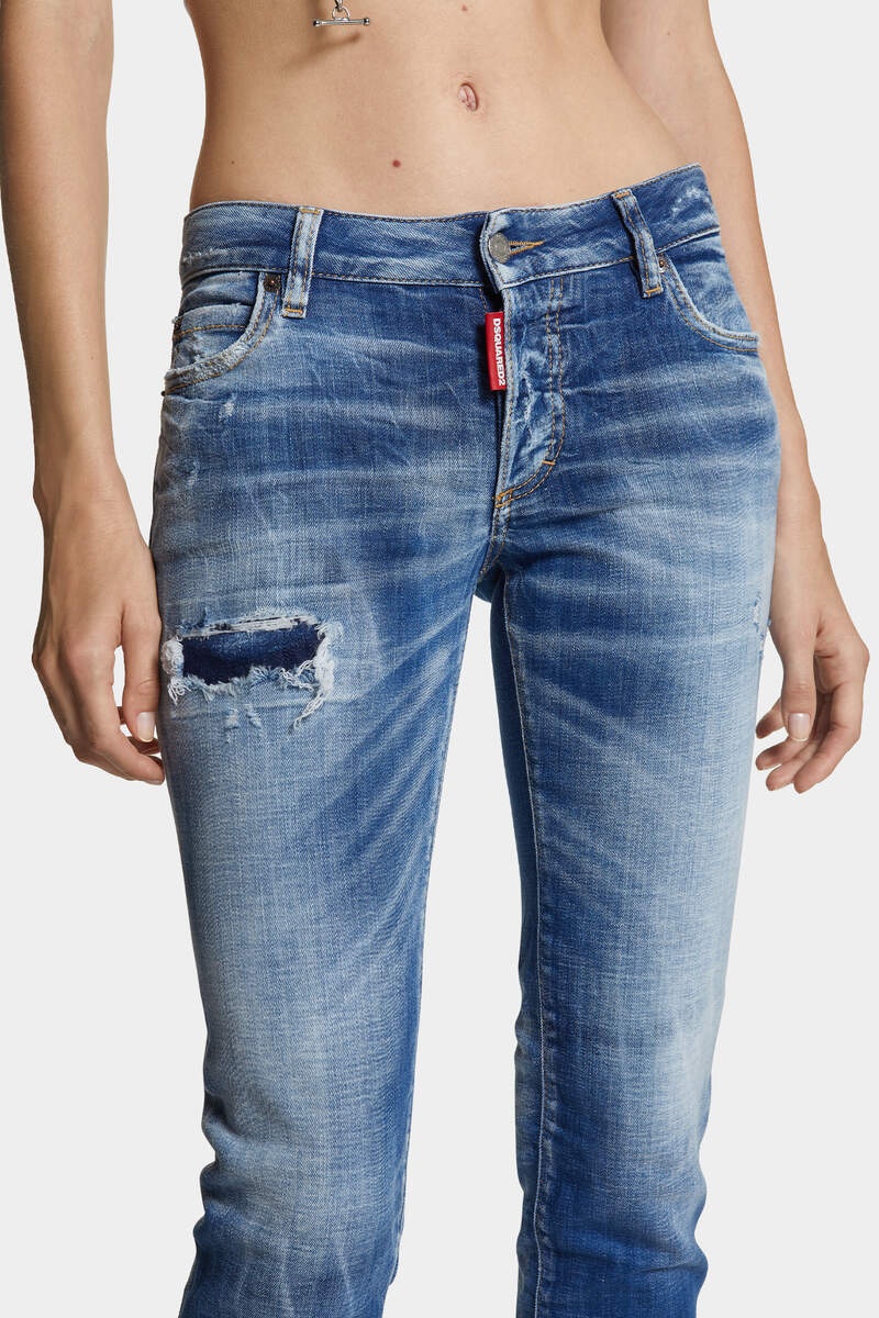 MEDIUM SMALL HOLE WASH MEDIUM WAIST JENNIFER JEANS - 5