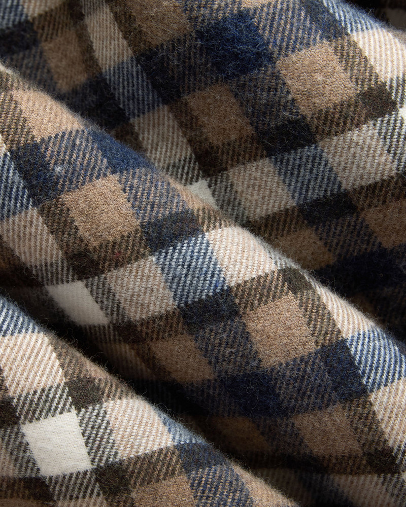 BROWN & NAVY PLAID COTTON FLANNEL BUTTON DOWN SPORT SHIRT - CLASSIC FIT 3