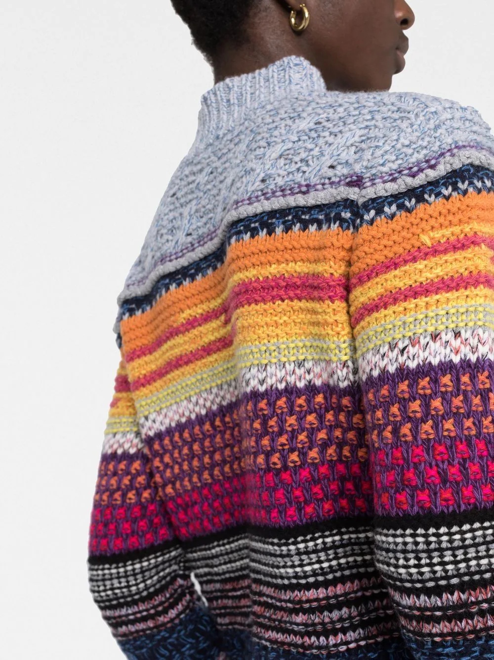 striped mock neck jumper - 5