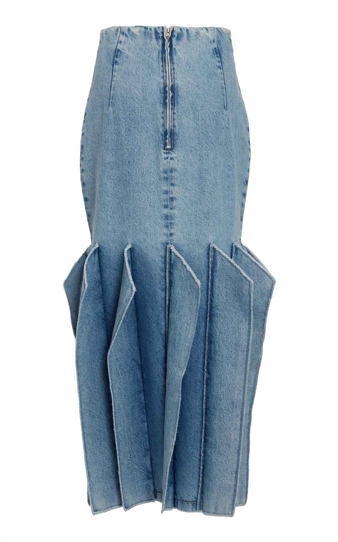 DENIM SKIRT WITH PANEL DETAIL MID BLUE - 9