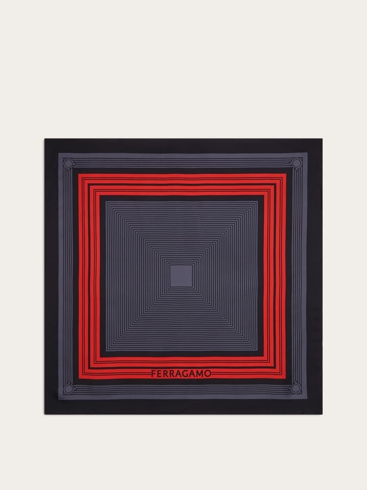GEOMETRIC PRINT SILK FOULARD - 1