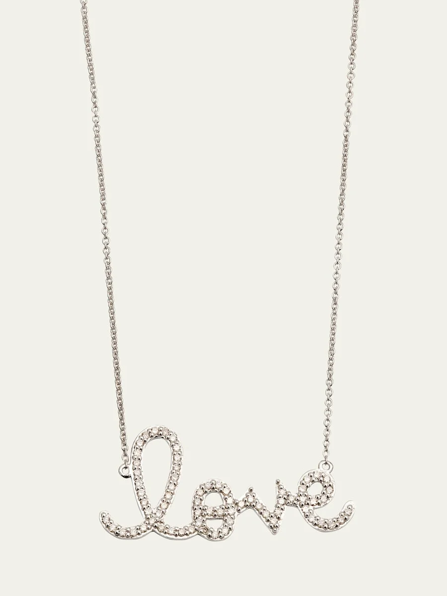 Large 14k Yellow Gold & Diamond Love Necklace - 1