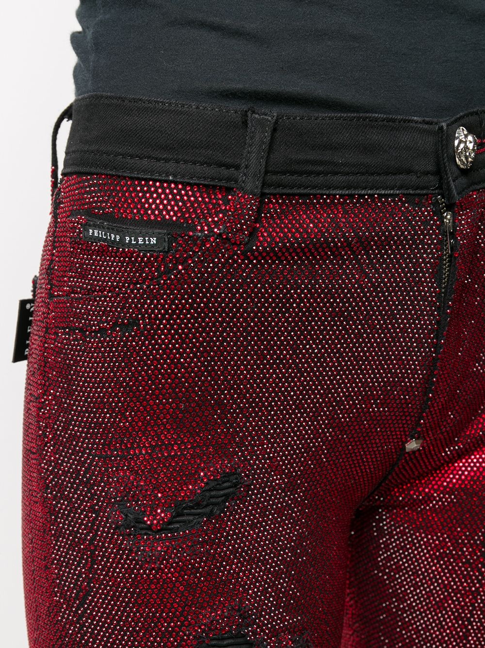crystal embellished skinny jeans - 5