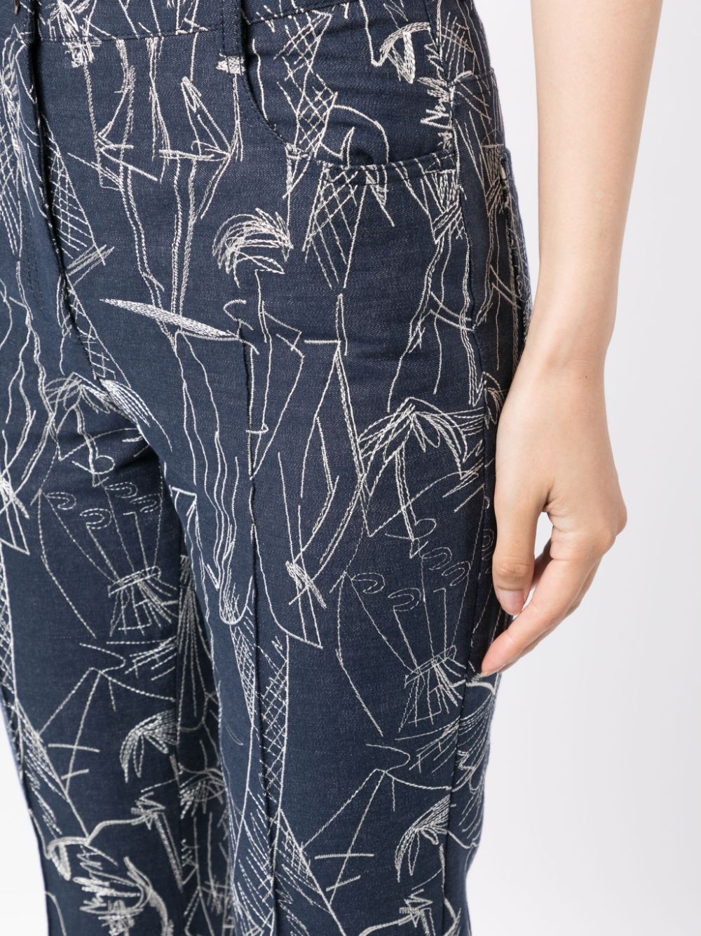 sketch-print flared jeans - 5