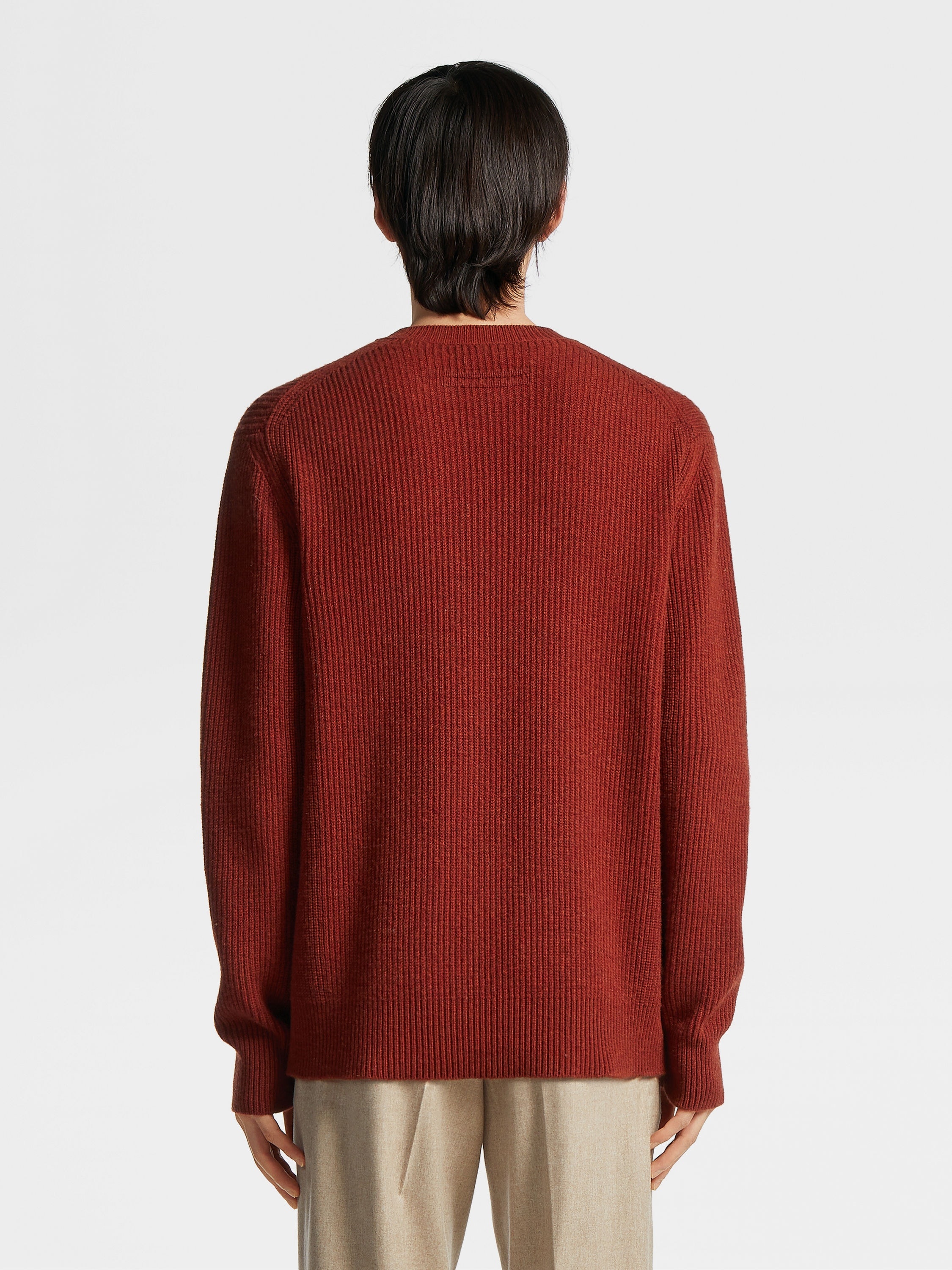 DARK RED MÉLANGE OASI CASHMERE CREWNECK - 3