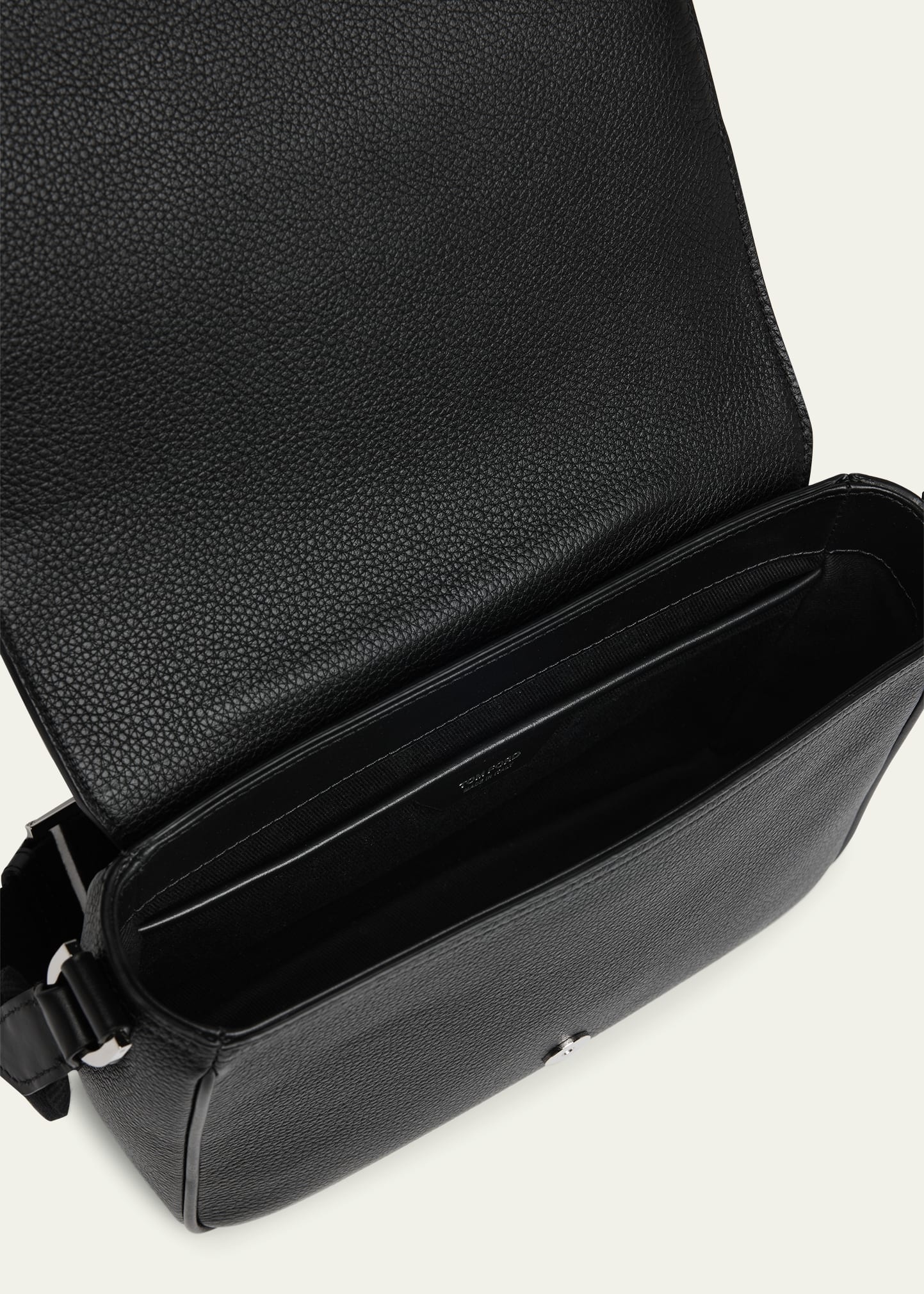 Men's Soft Grain Leather Flap Messenger Bag - 4