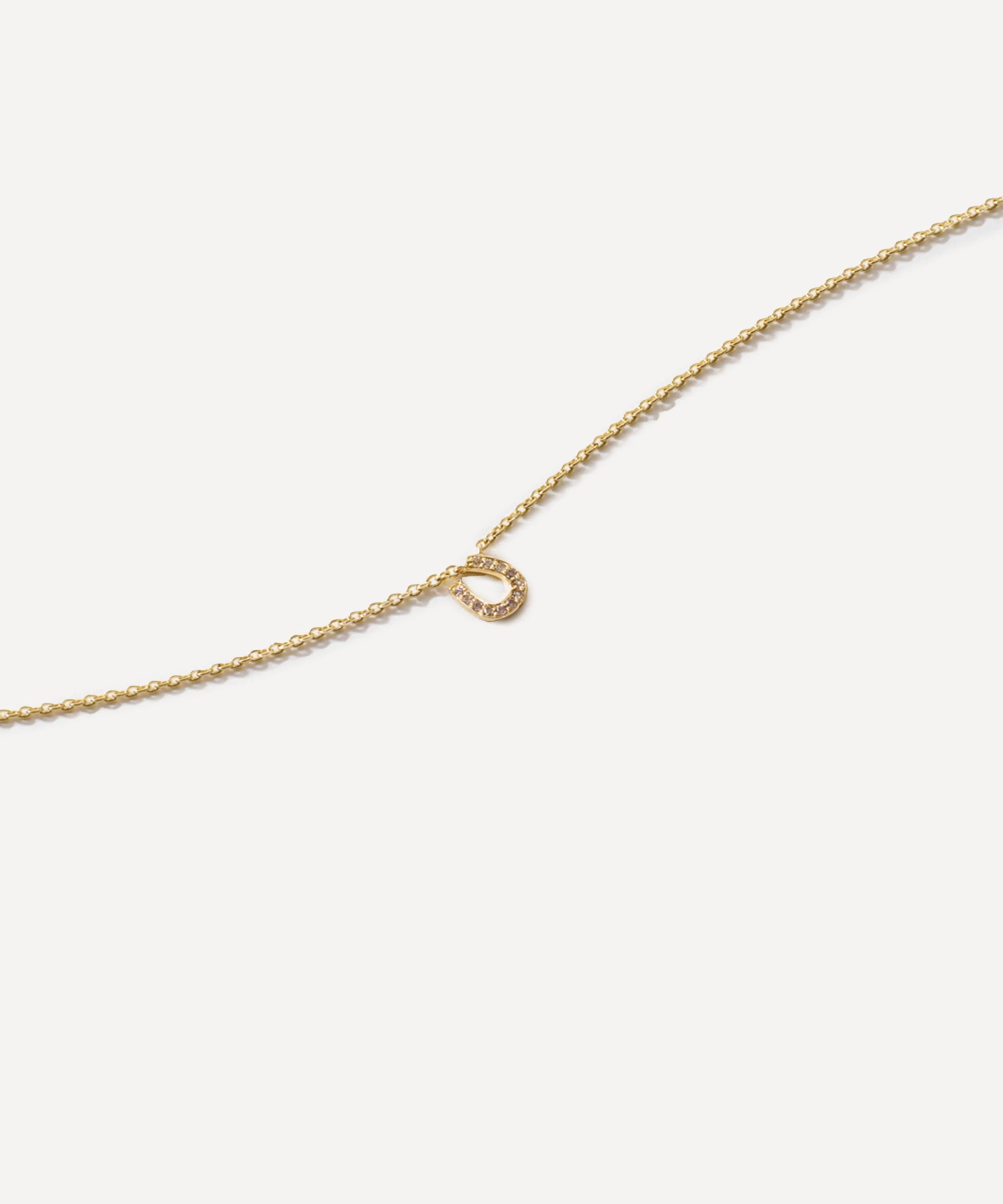 14ct Gold Brown Diamond Horseshoe Pendant Necklace - 1