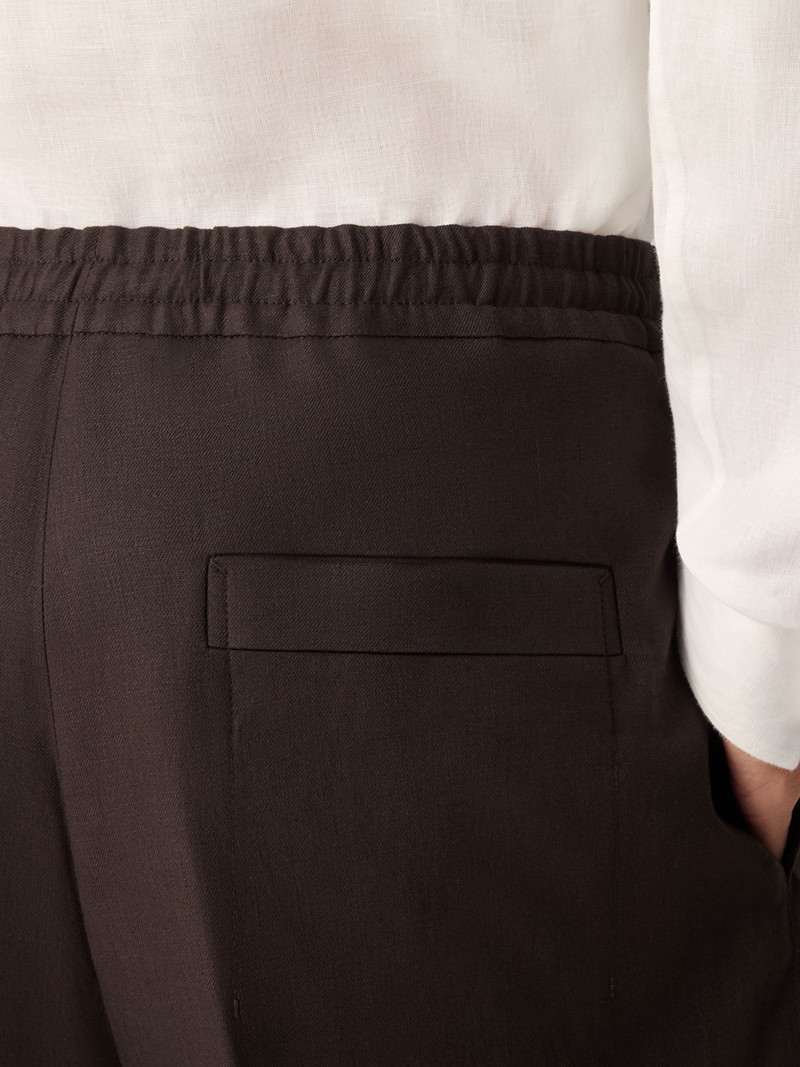 ZEGNA DARK BROWN OASI LINO SHORTS outlook