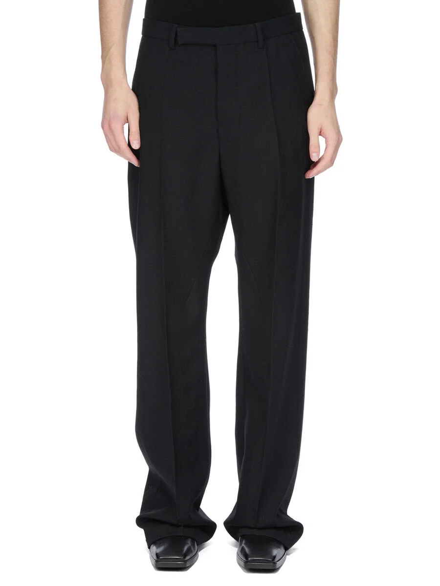 Geth Straight-Leg Grain de Poudre Wool Trousers Black - 1