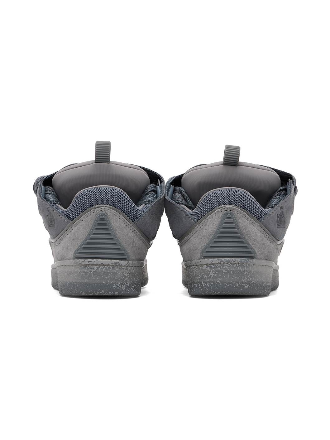 Gray Leather Curb Sneakers - 2