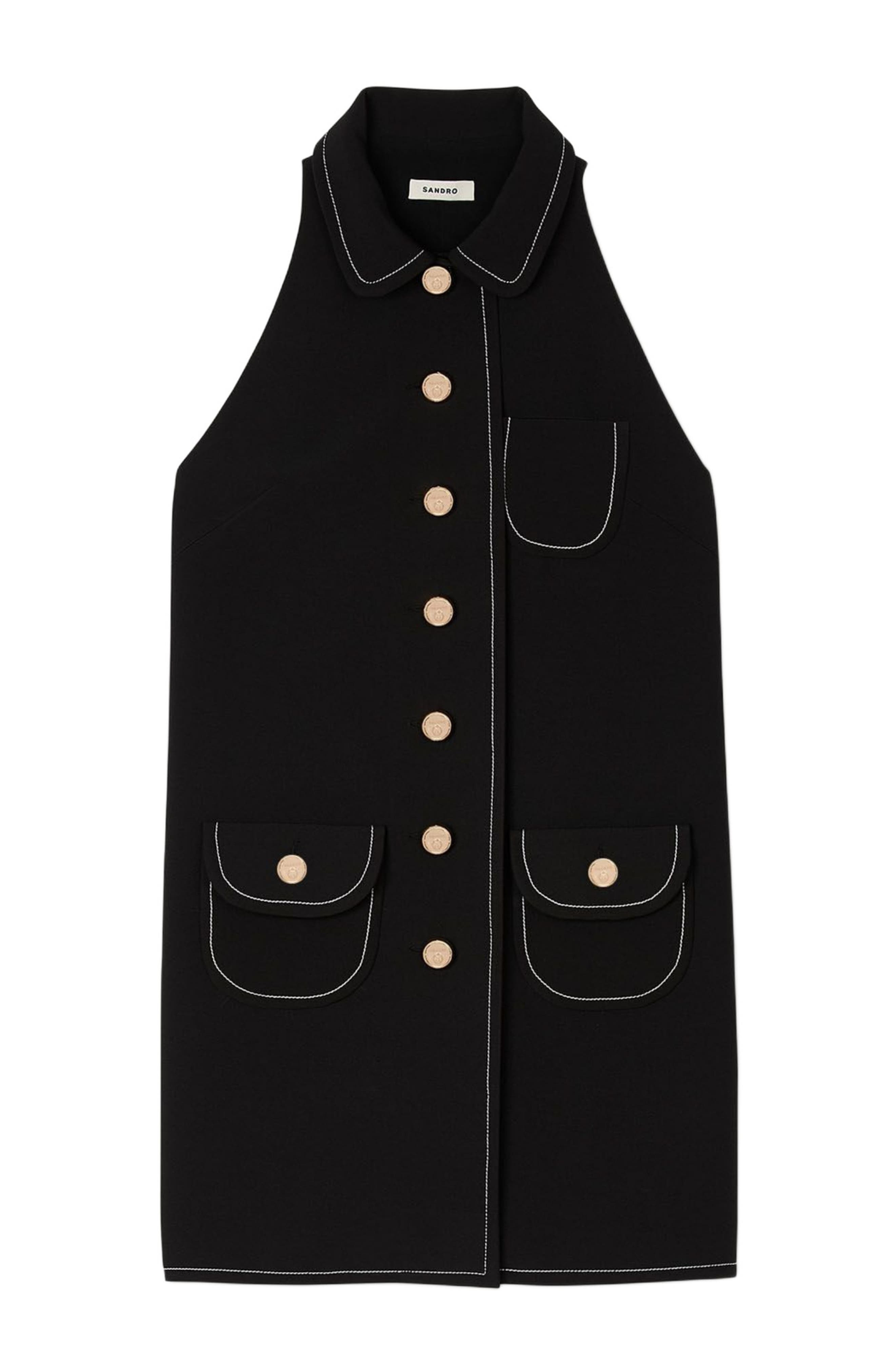 SANDRO Peter Pan collar short dress in Black at Nordstrom - 5
