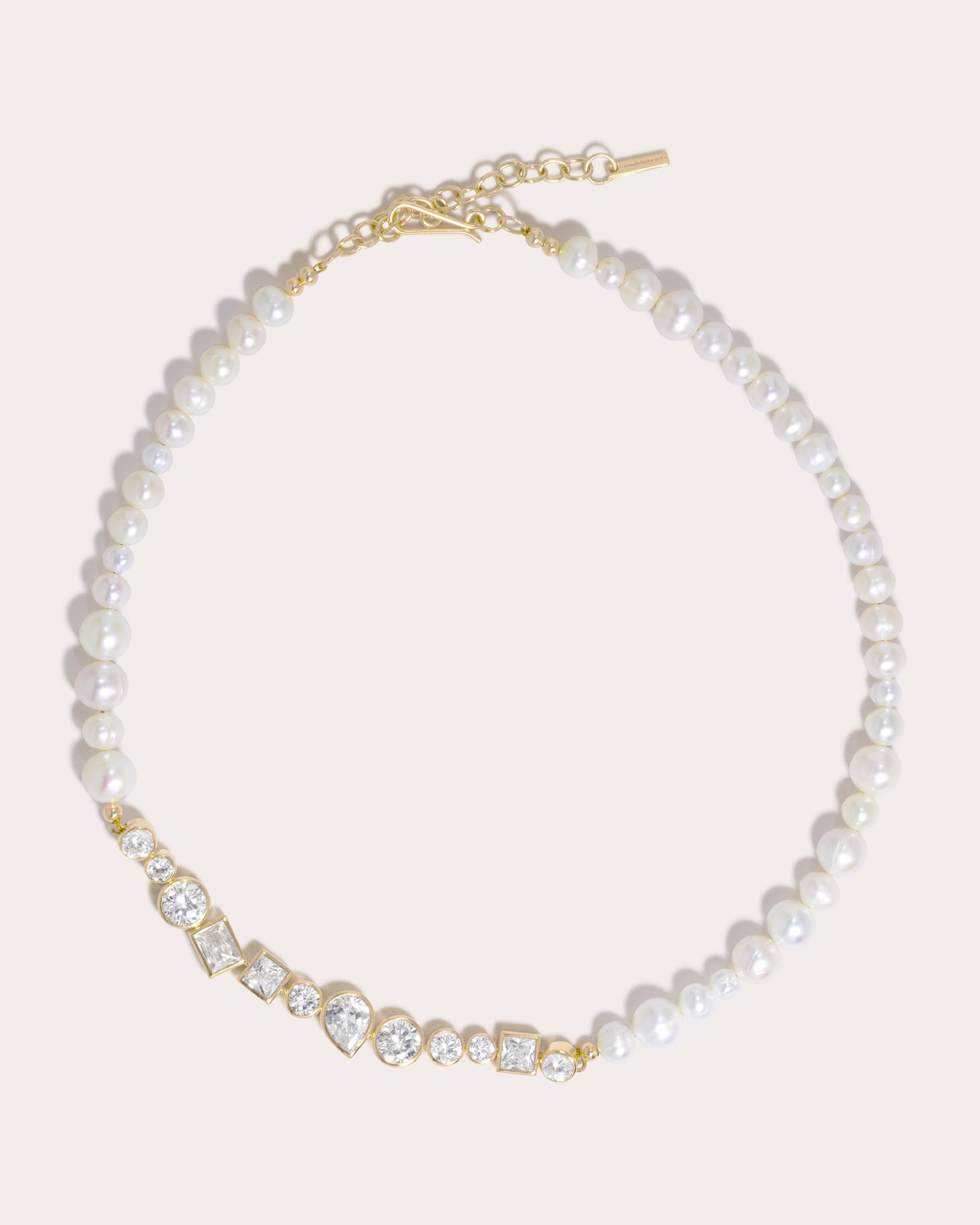 18K Gold-Plated Silver Freshwater Pearl and Cubic Zirconia Necklace - 1
