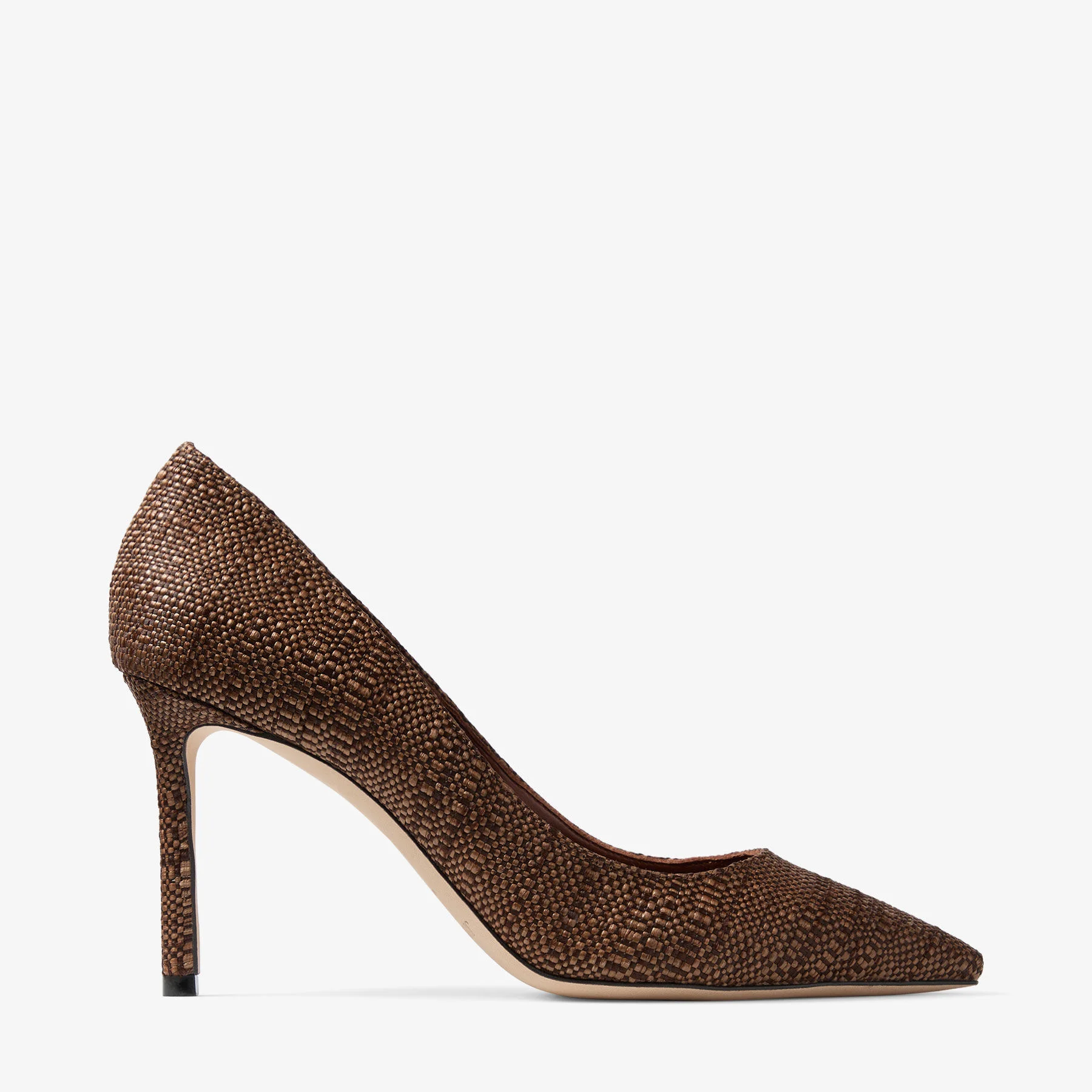 Romy 85 Tan Fine Raffia Pumps - 1