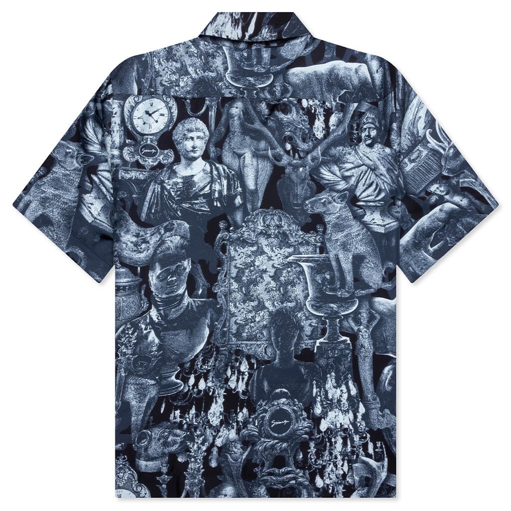 SILK SHIRT WITH HUBERT OBJECTS PRINT - BLACK/NAVY - 2