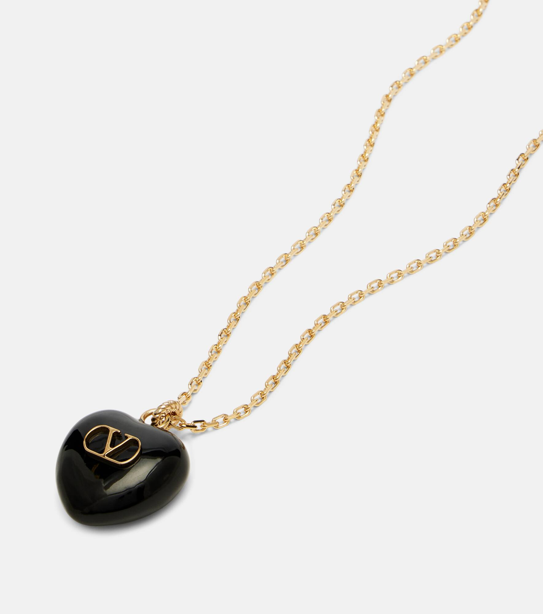Cœur Royal VLogo enamel pendant necklace - 2