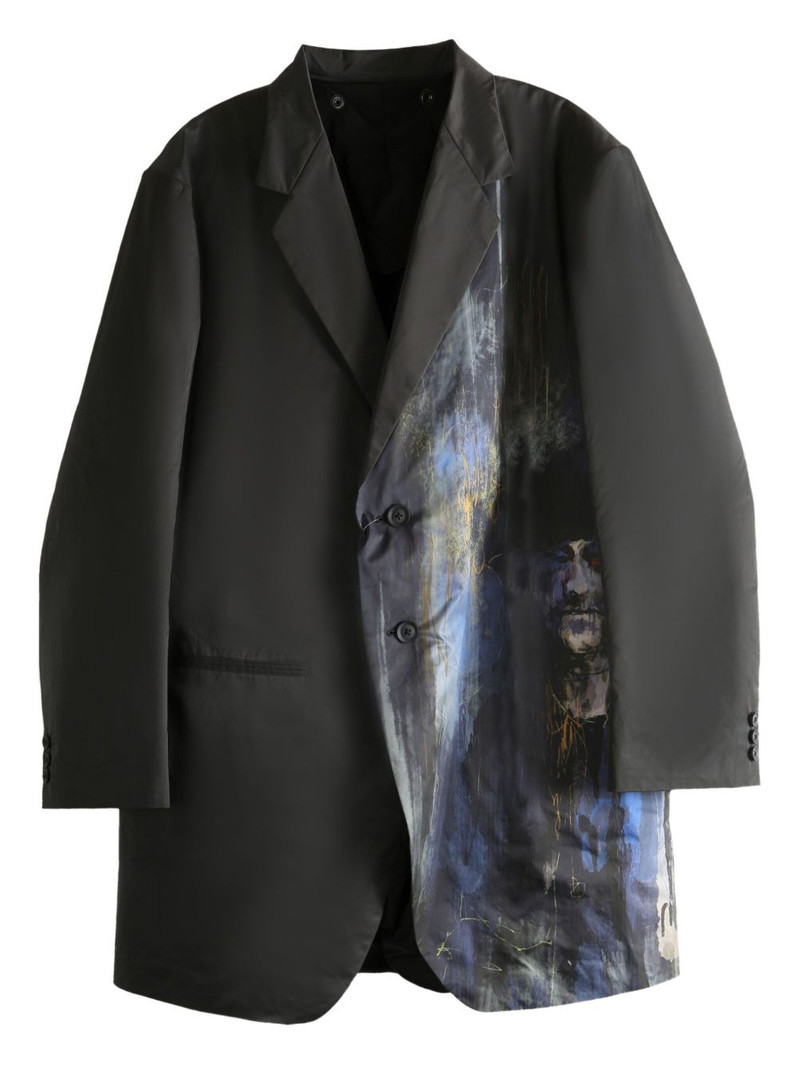 abstract-print single-breasted jacket 1