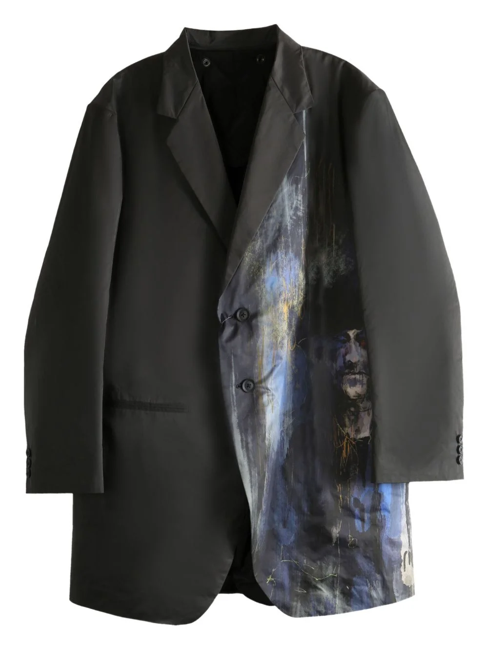 abstract-print single-breasted jacket - 1