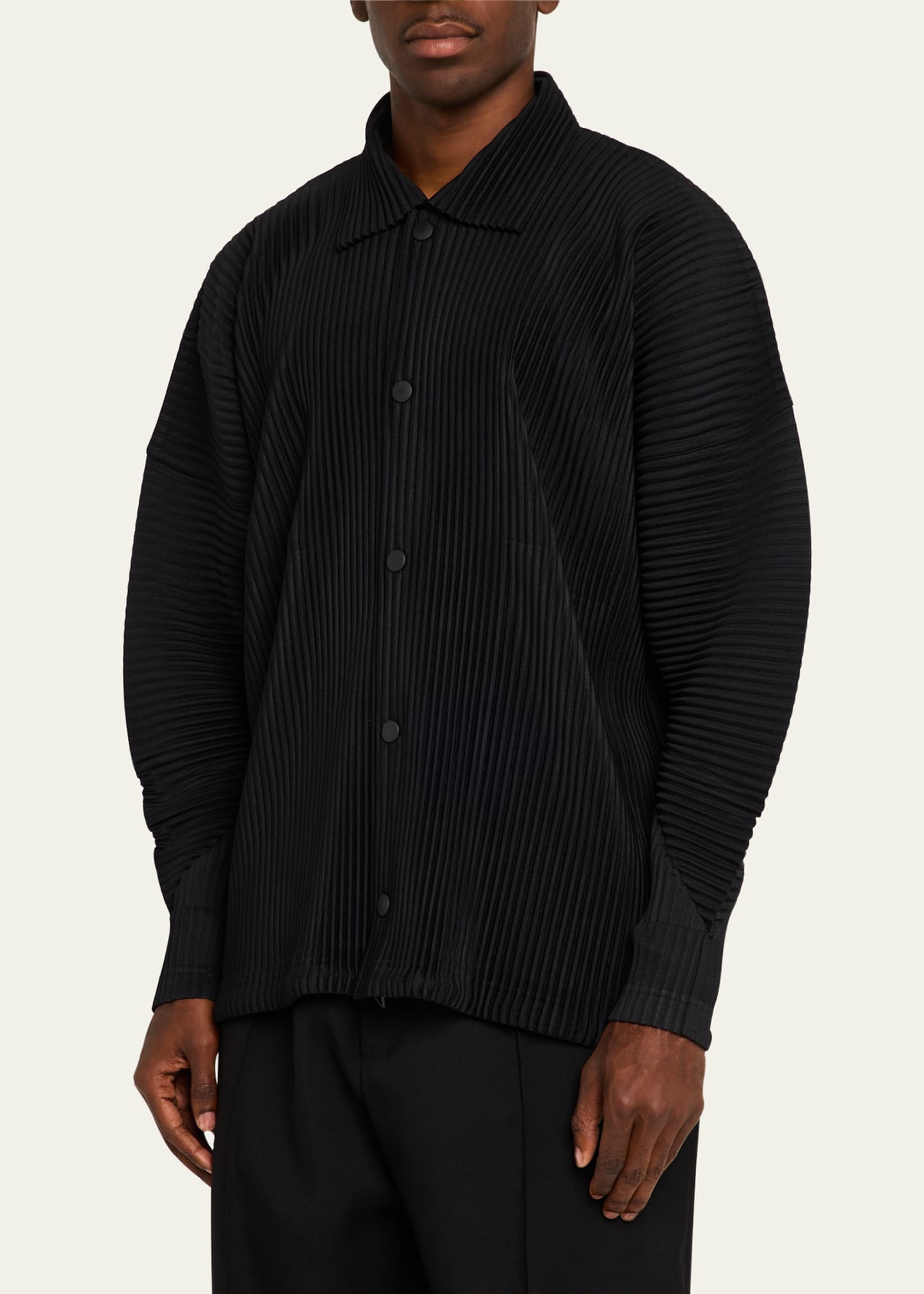 Men's Pleated Snap-Front Overshirt - 4