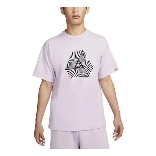Men's Nike Geometry Alphabet Logo Printing Round Neck Pullover Short Sleeve Asia Edition Purple T-Sh - 1