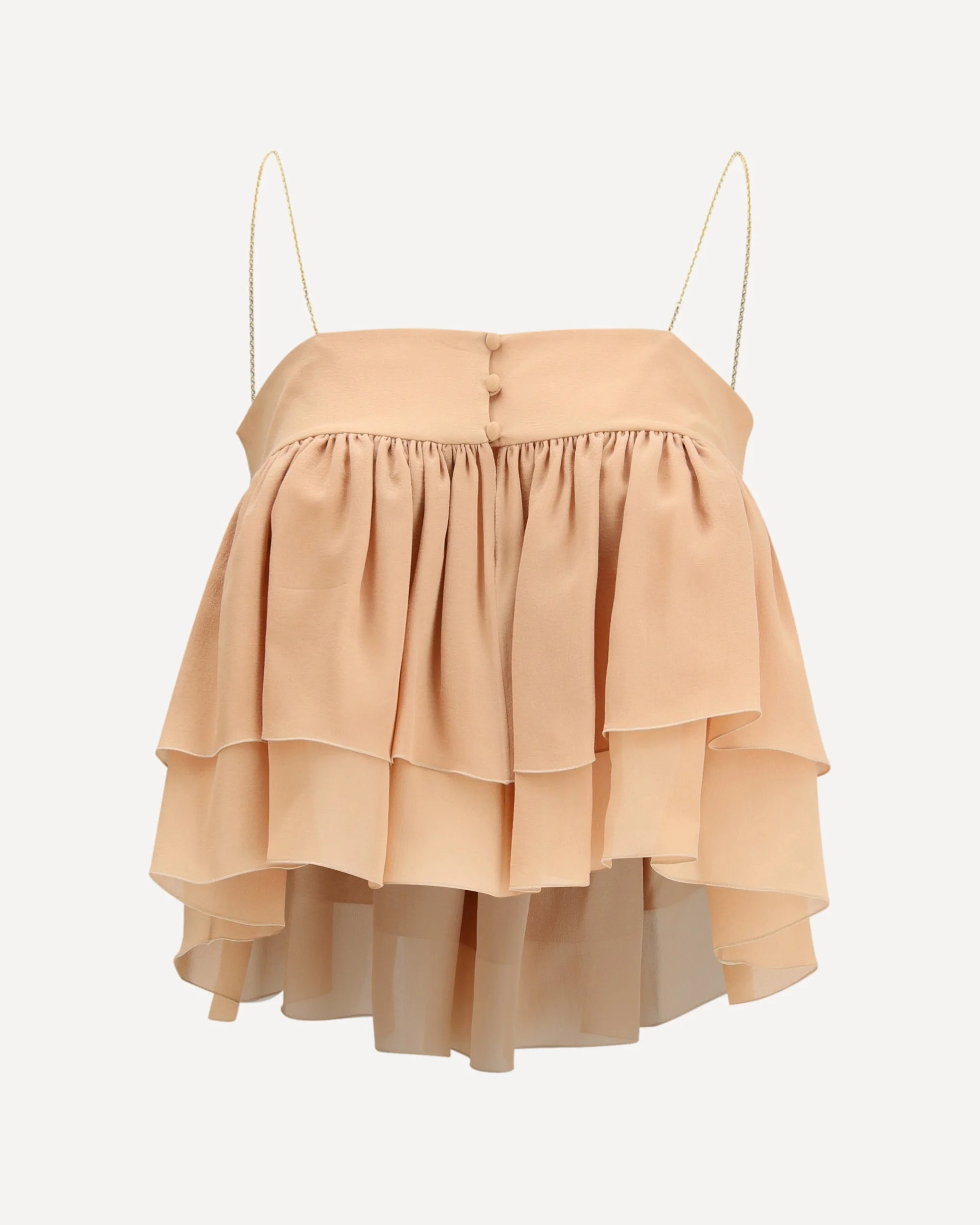 Sleeveless ruffled Top in silk georgette - 1