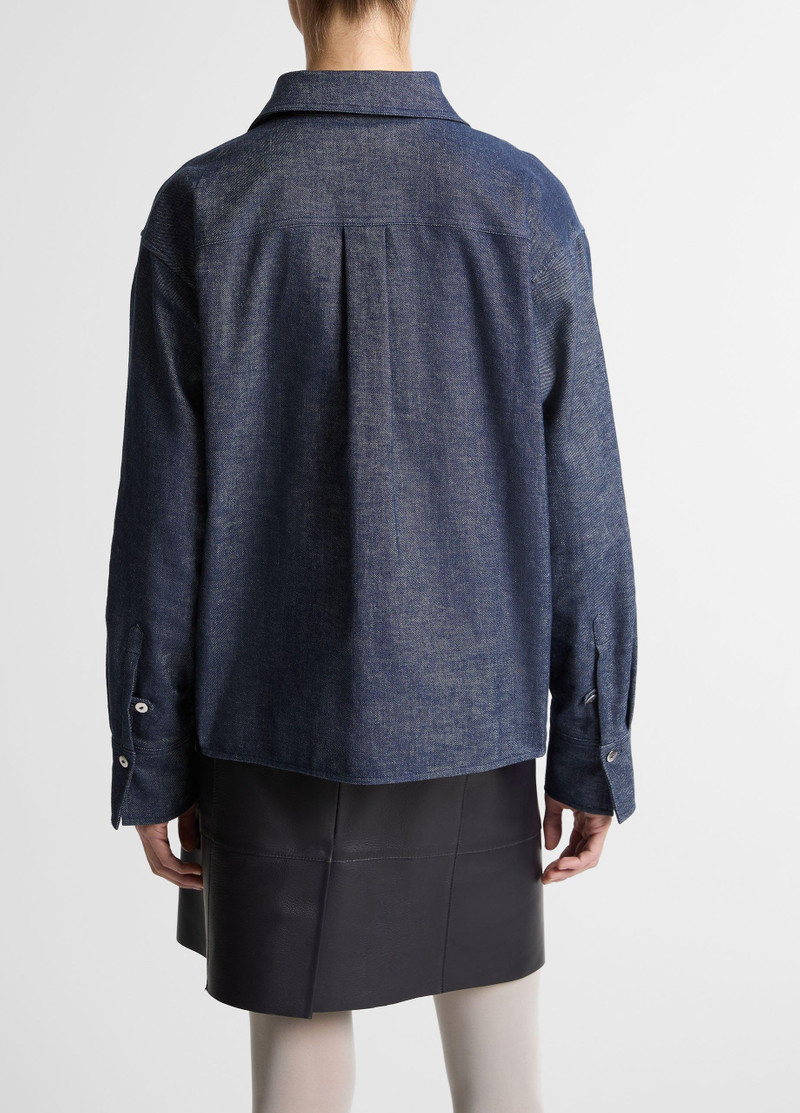 Vince Cotton-Linen Chambray Cropped Button-Front Shirt outlook