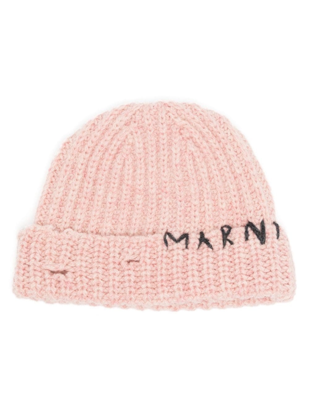 hand-stitched logo wool beanie - 1