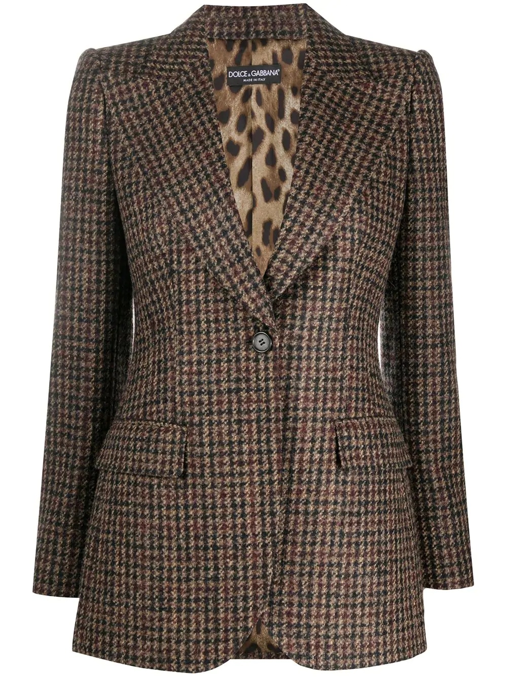 houndstooth fitted blazer - 1