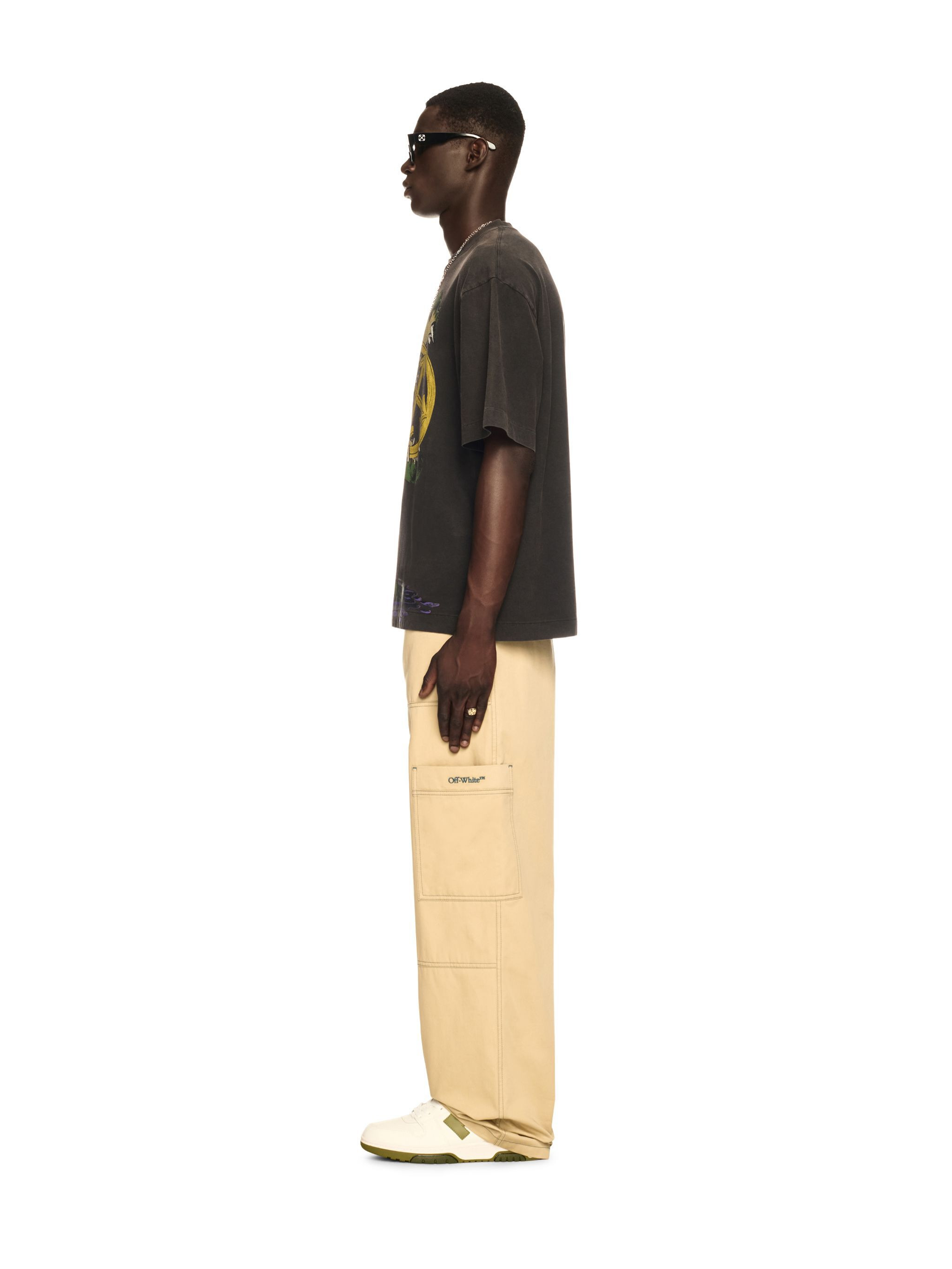 Beige Stitch Cargo Pants - 4