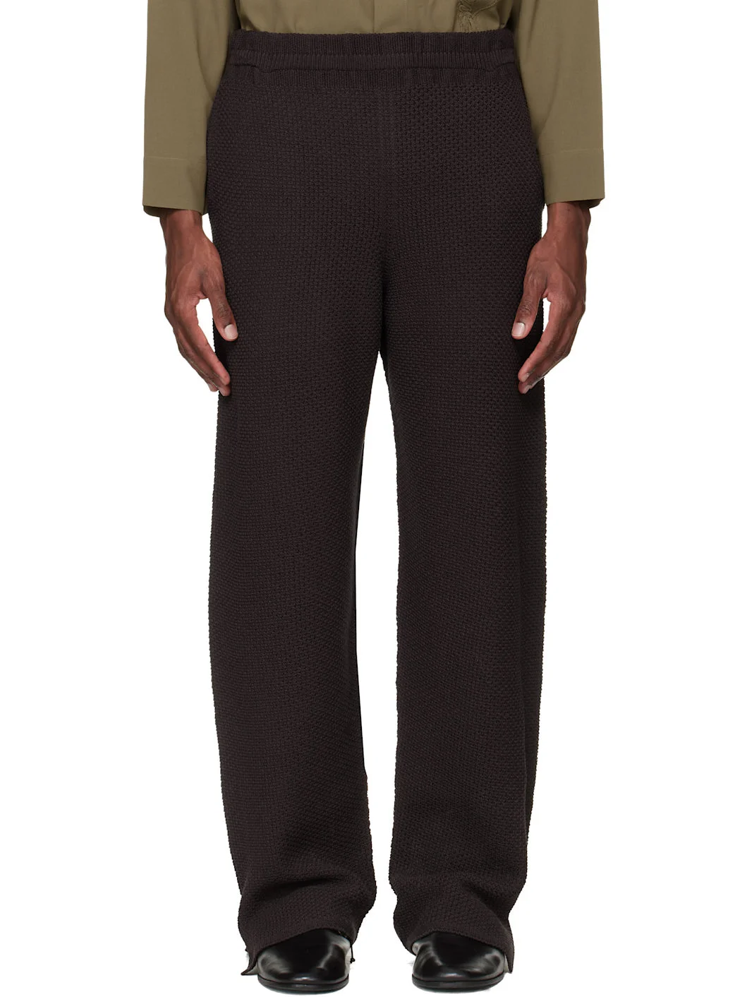 Brown Rustic Knit Trousers - 1