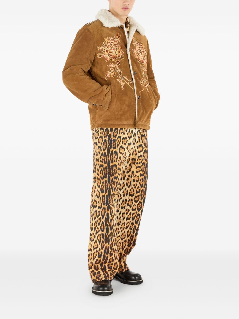 embroidered suede jacket - 3