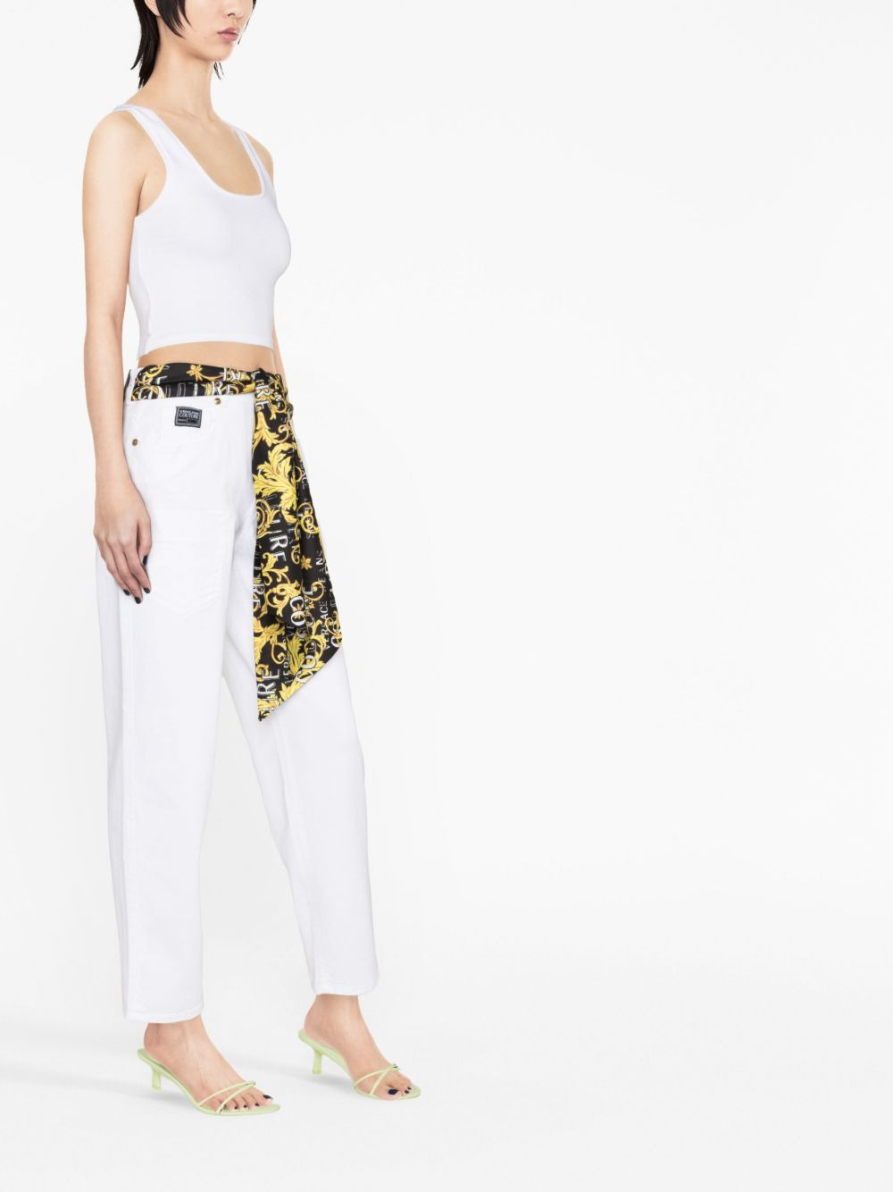scarf-detail straight-leg jeans - 2