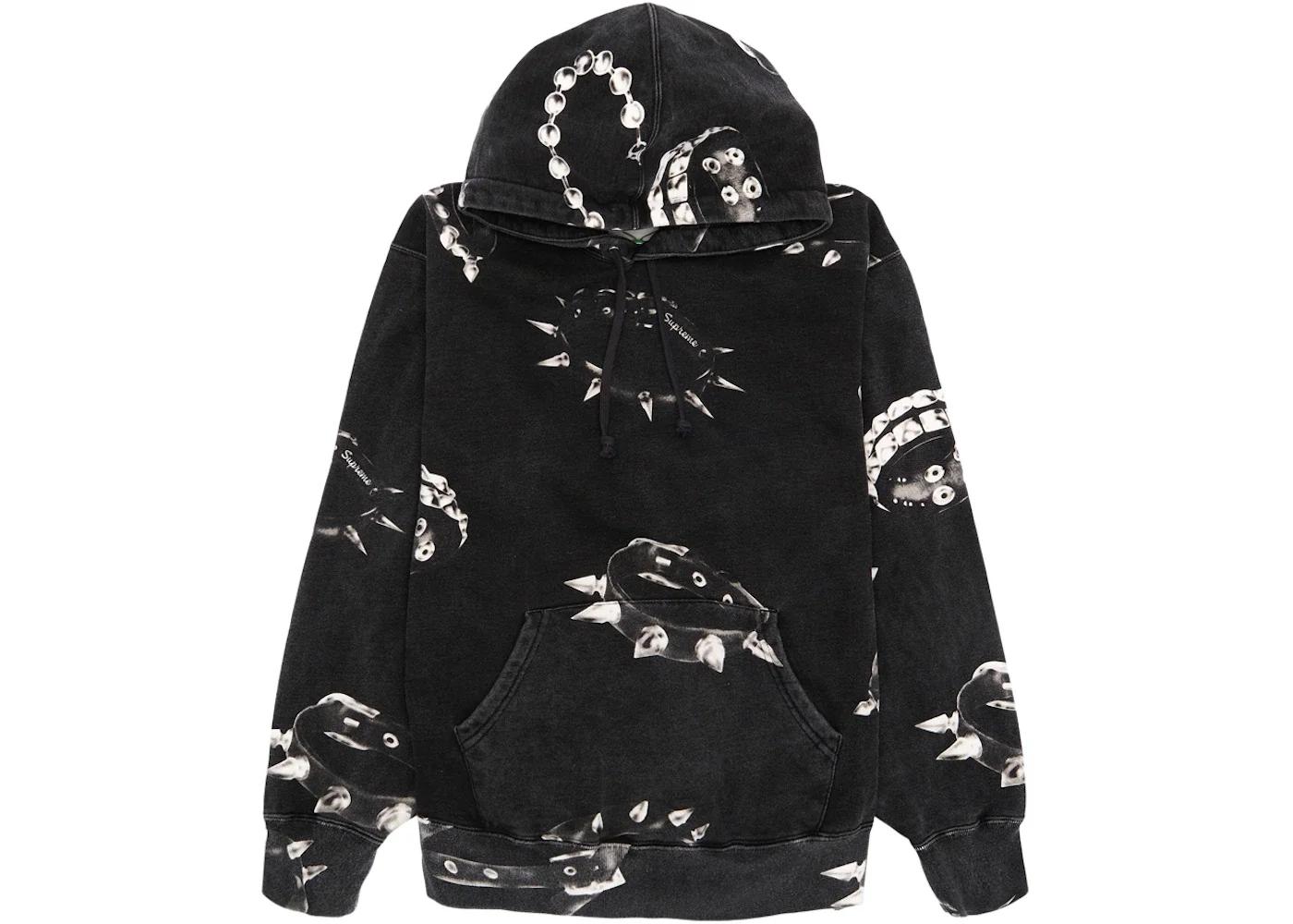 Supreme Studded Collars Hooded Sweatshirt Black - 1