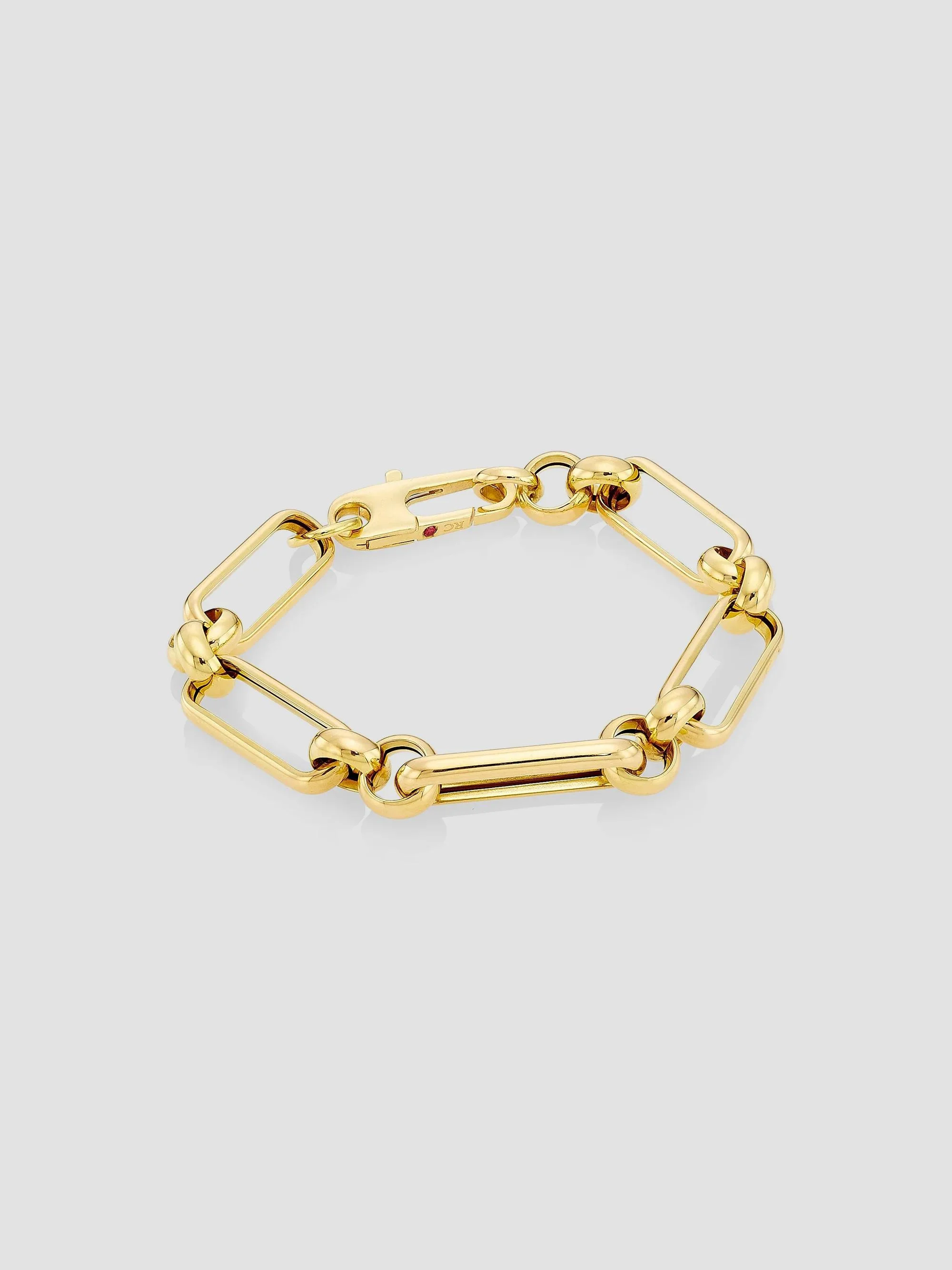 Women's 18K Yellow Gold Mixed Paper Clip Chain Bracelet/7" - Gold - 1