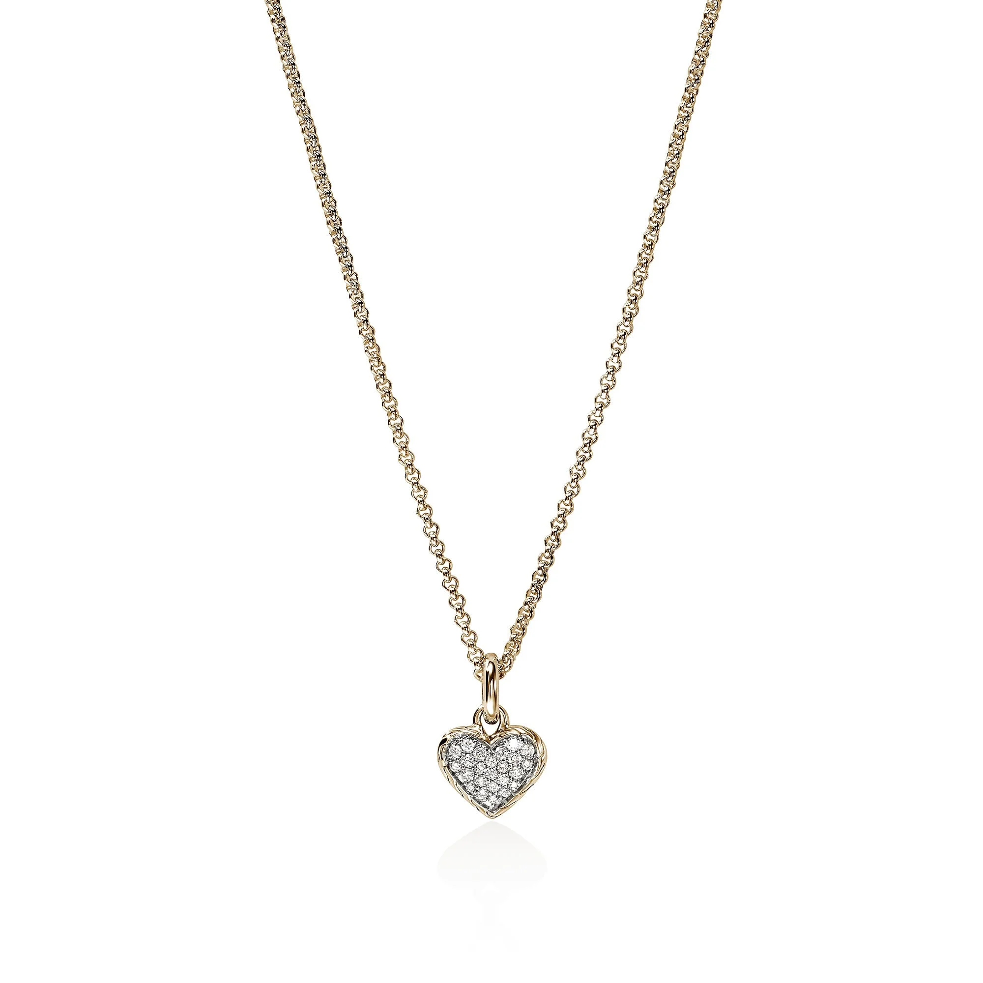 JH Essential Heart Pendant Necklace, Gold, Diamonds, 1.5MM - 1