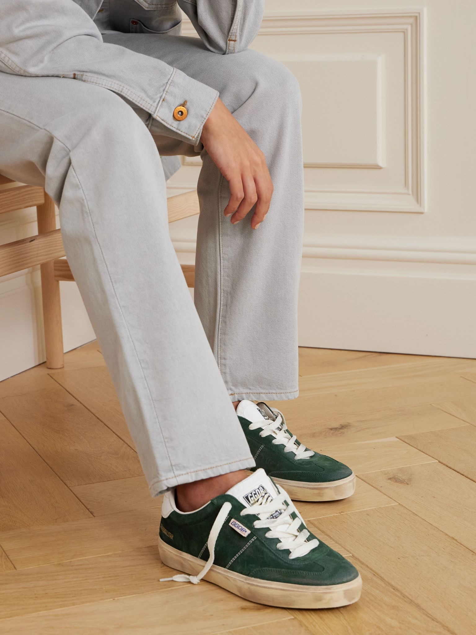 Soul-Star leather-trimmed suede sneakers Green - 2