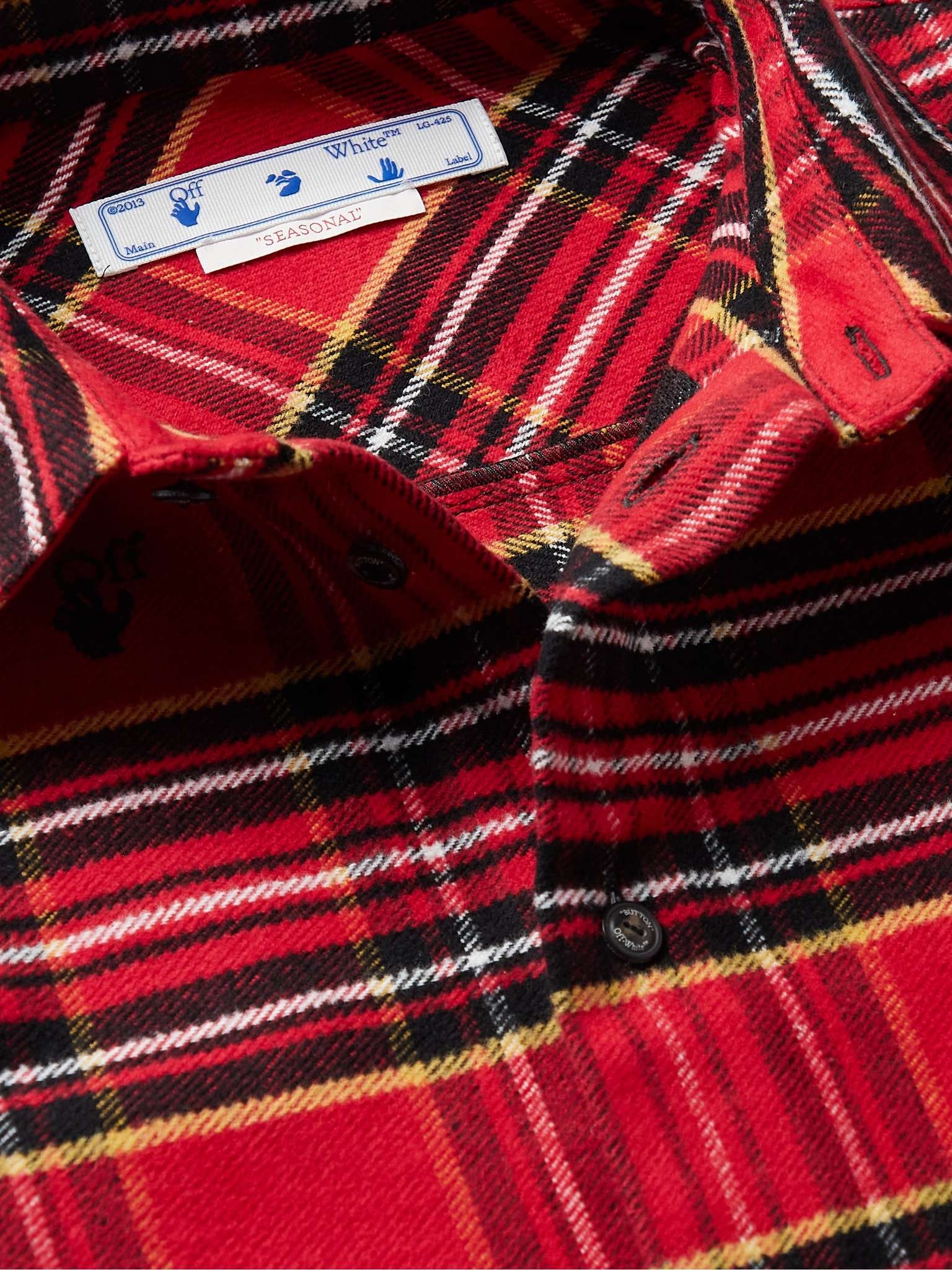 Logo-Embroidered Checked Cotton-Blend Flannel Shirt - 5