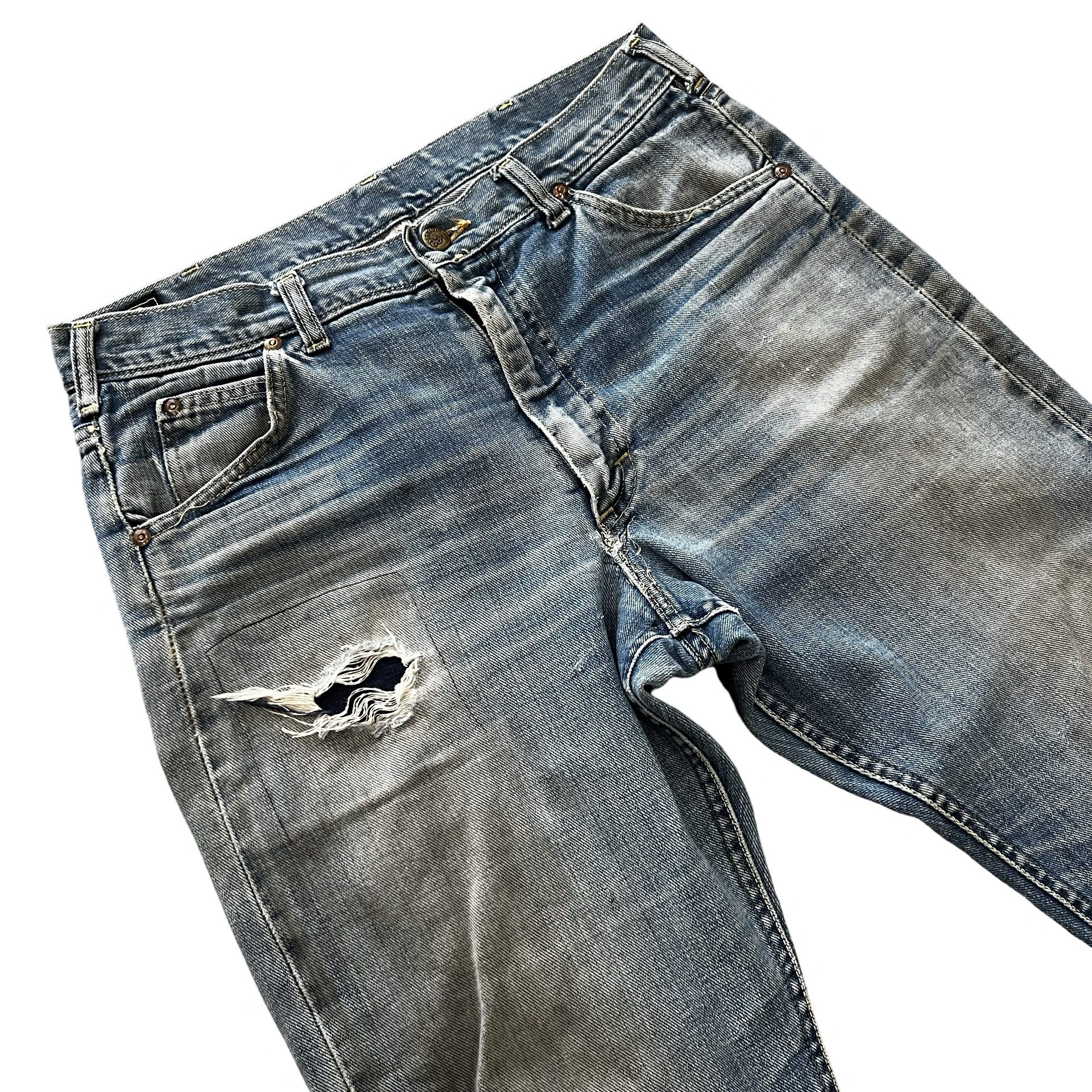 Final Blow - Vintage 1960s Lee Riders Sanforized Selvedge Mud Wash Repaired Denim SZ 33 - 3