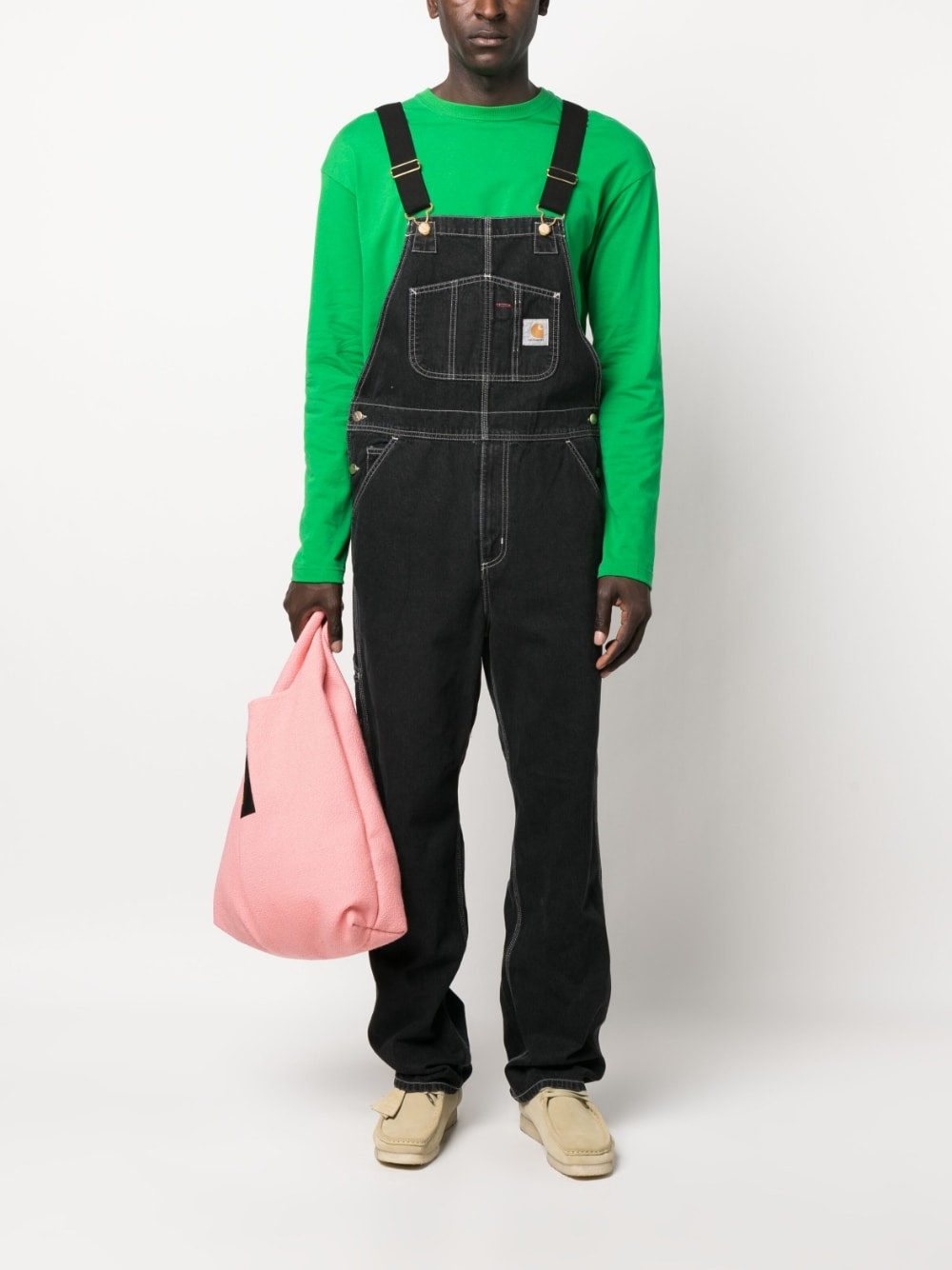logo-patch straight-leg dungarees - 2