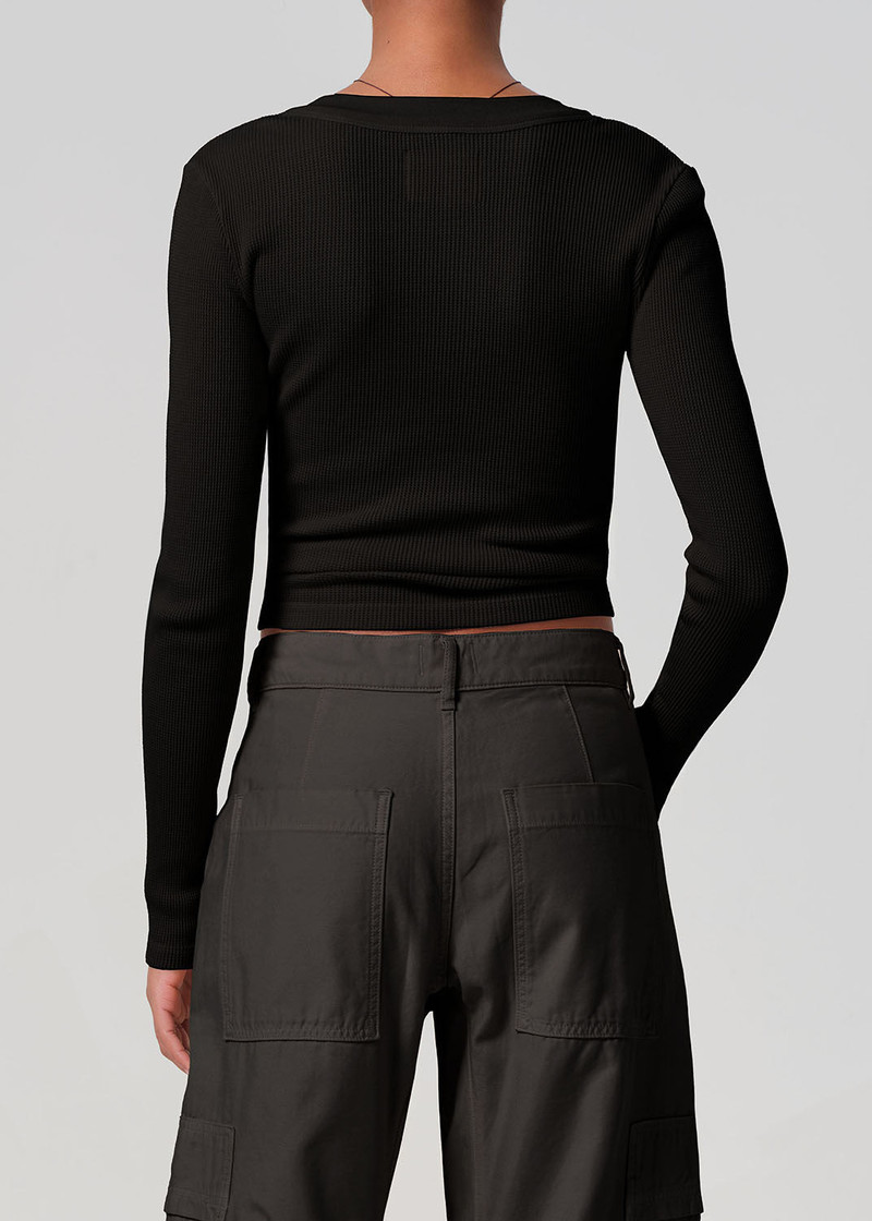 Varra Waffle Henley In Black 3