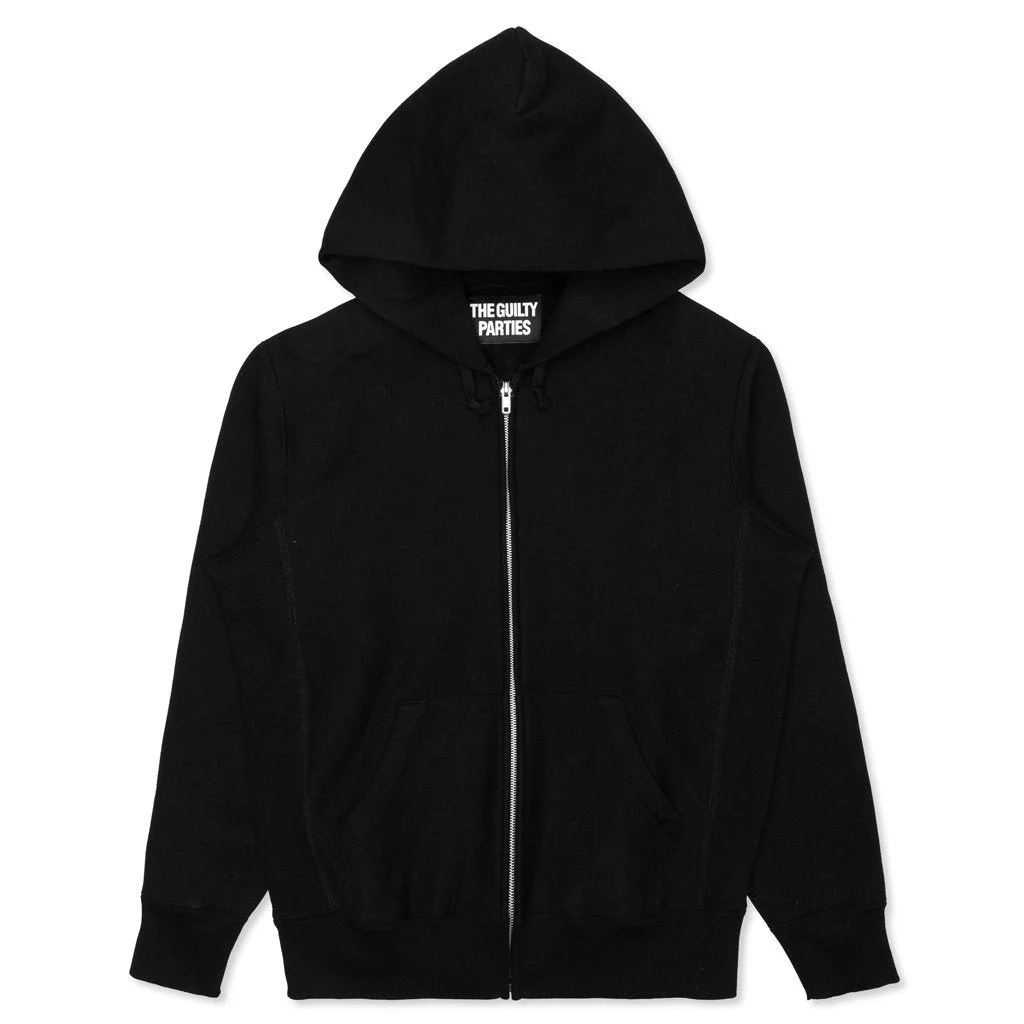WACKO MARIA HEAVYWEIGHT FULL ZIP HOODED SWEAT SHIRT 'TYPE 2' - BLACK - 1