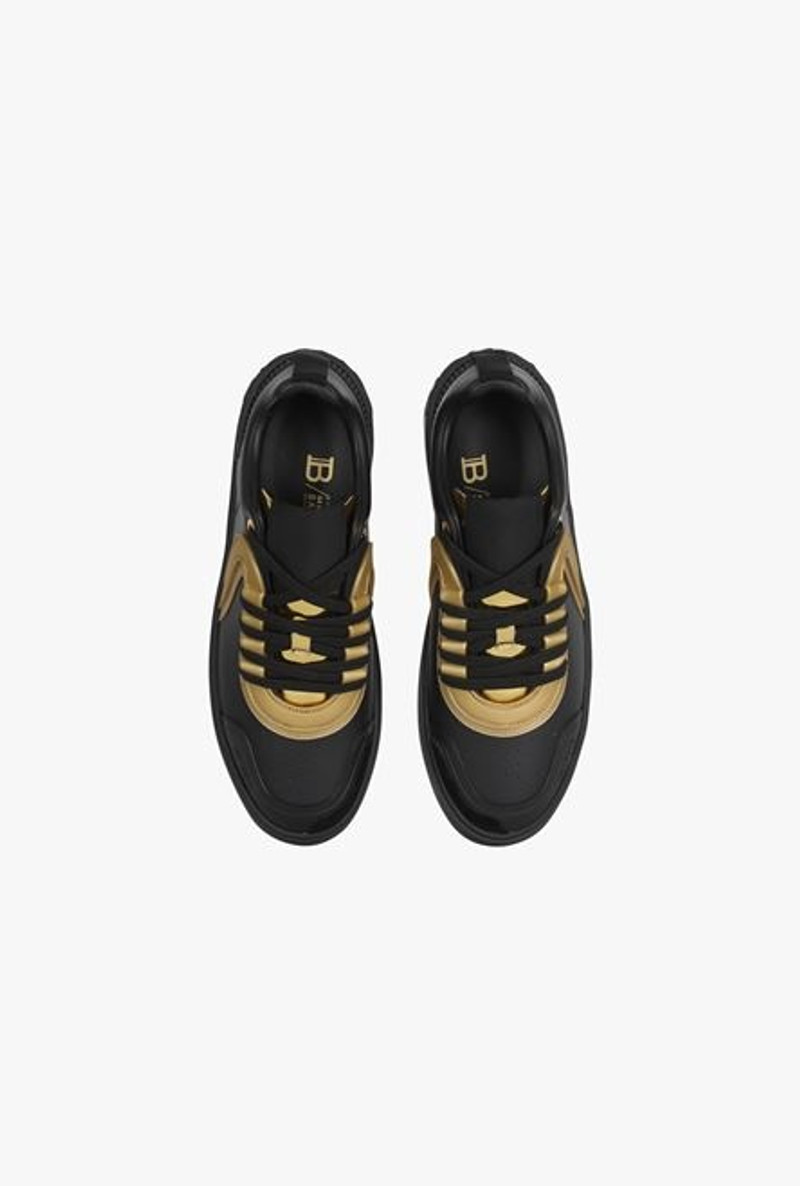Black and gold leather and suede B-Skate sneakers 4