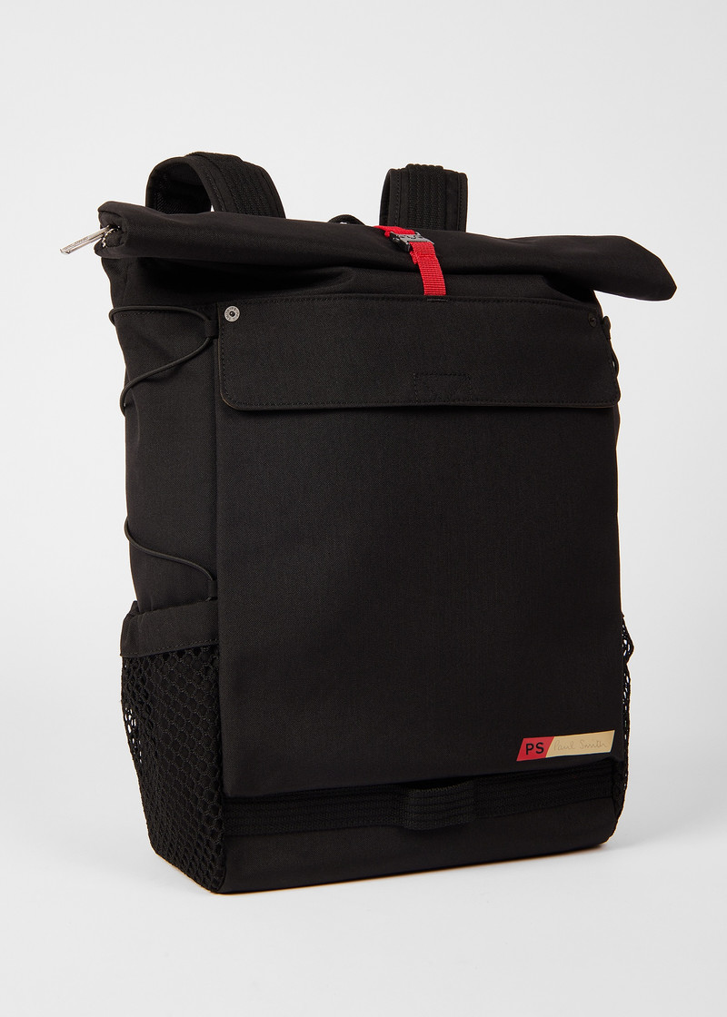 Black Nylon Utilitarian Roll-Top Backpack 3